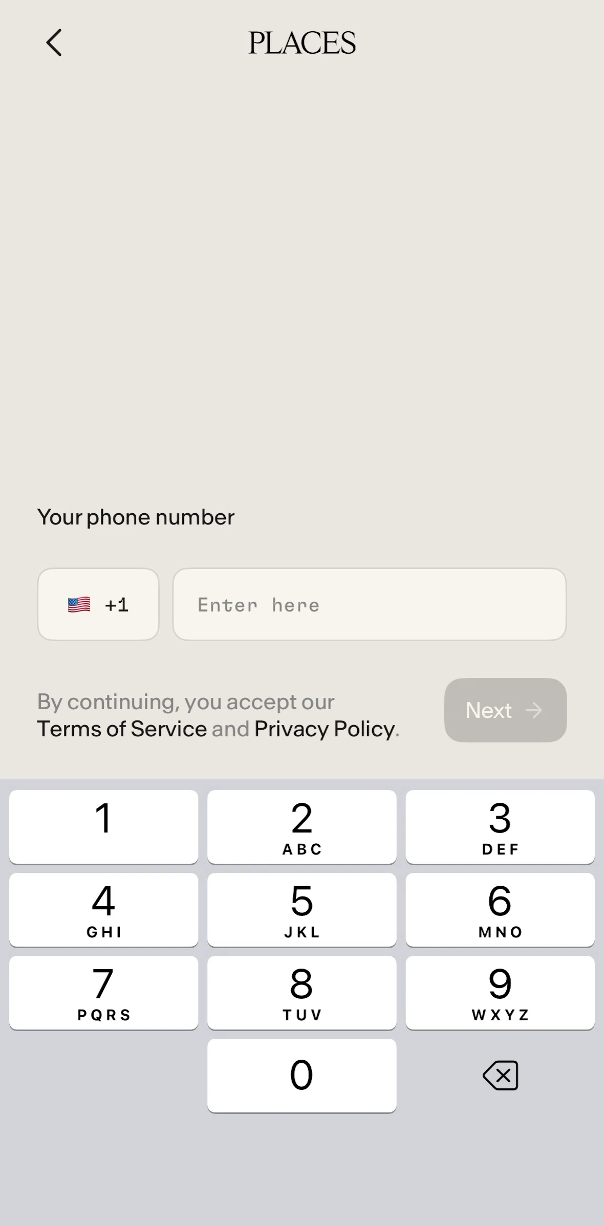 Places Screen screen in the Changing country flow