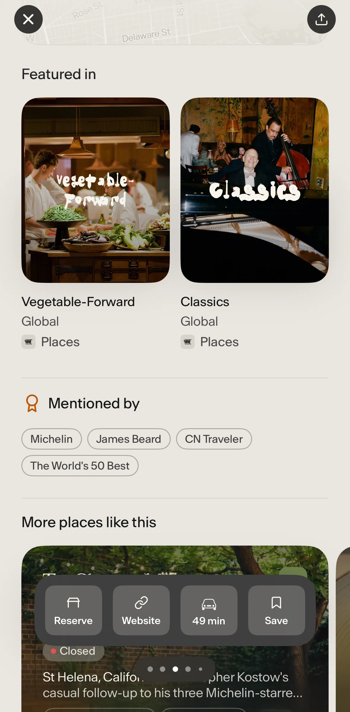 Places Screen screen in the Collections flow