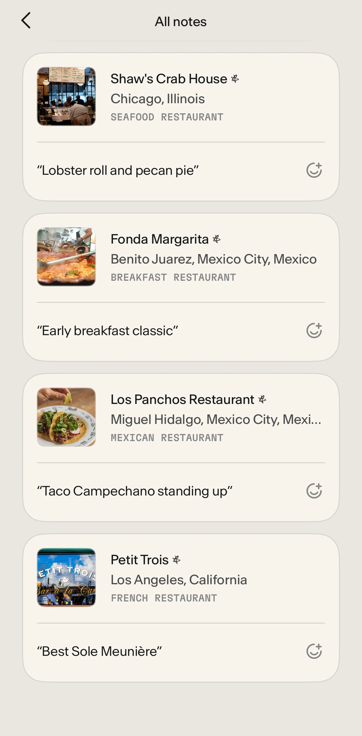 Places Screen screen in the Giving feedback to a note flow