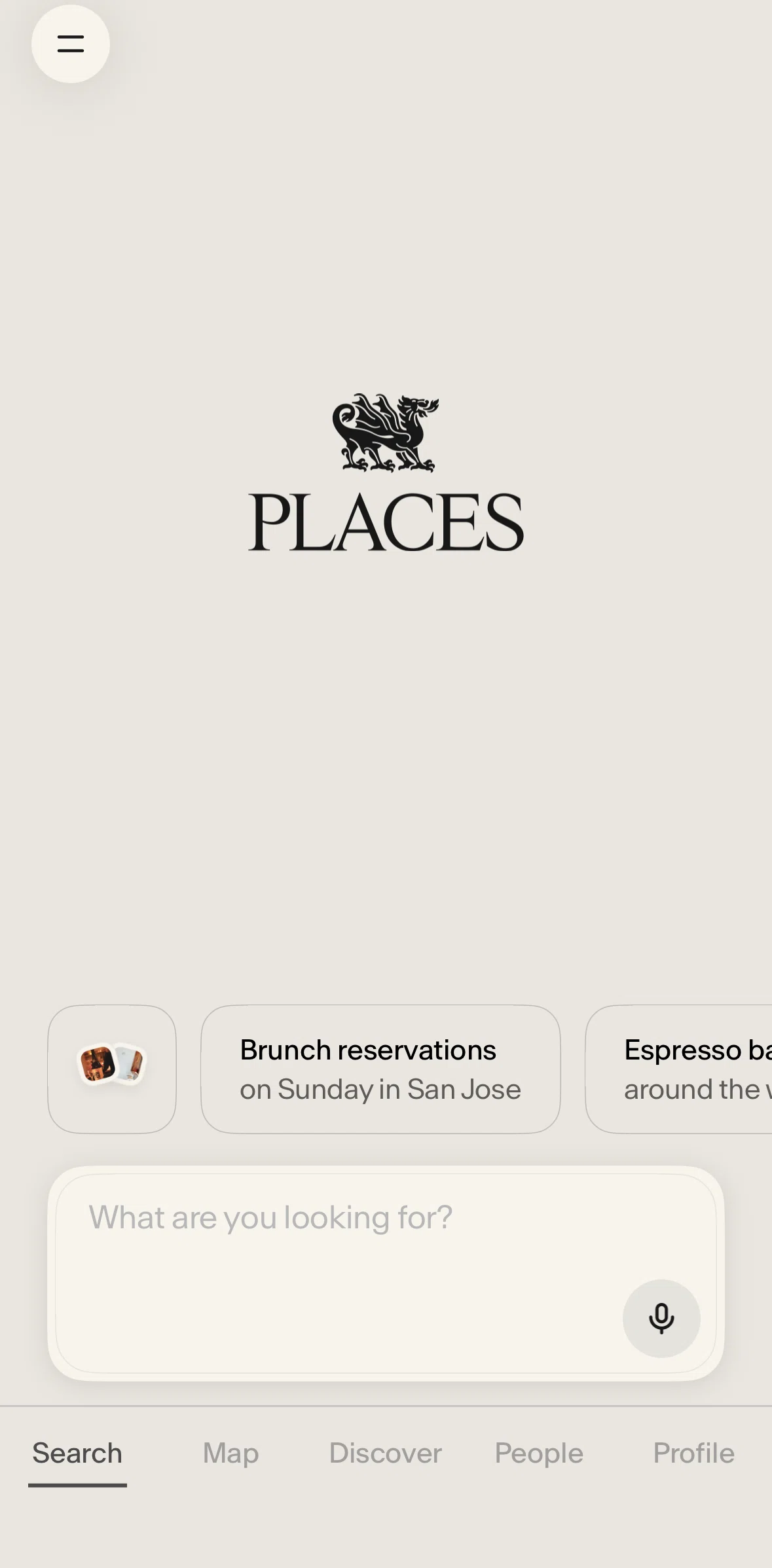 Places Screen screen in the Map flow