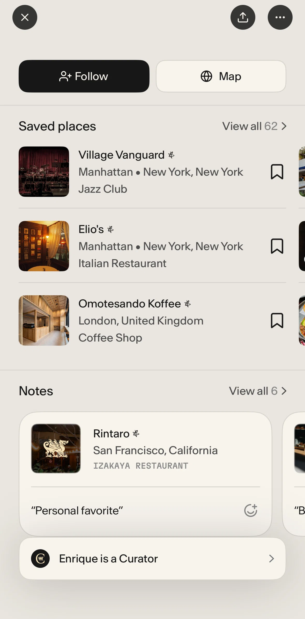 Places Screen screen in the Notes flow