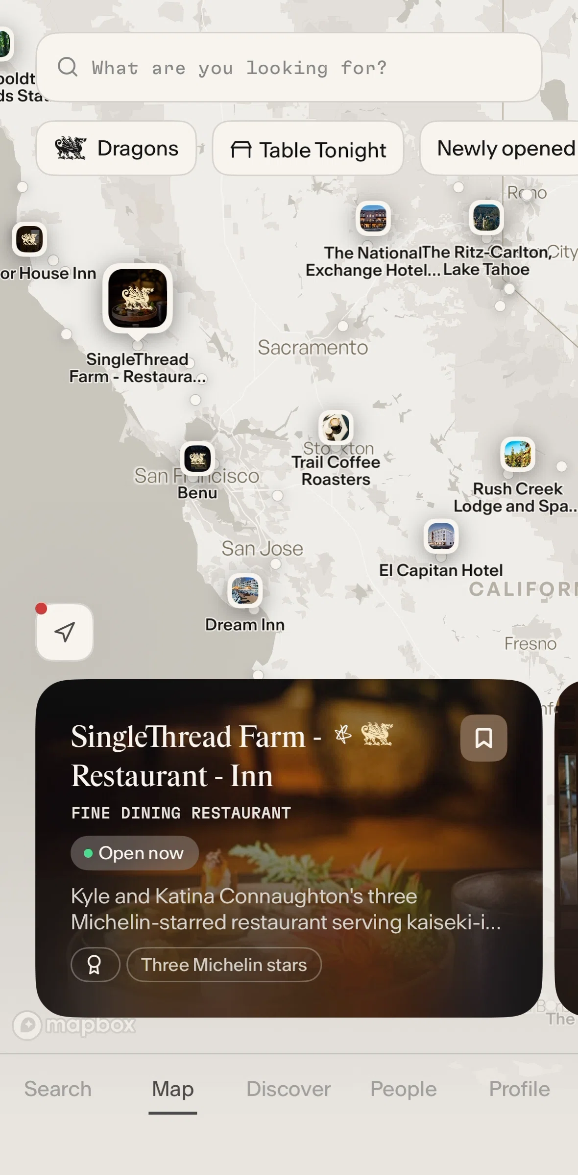 Places Screen screen in the Searching a table flow