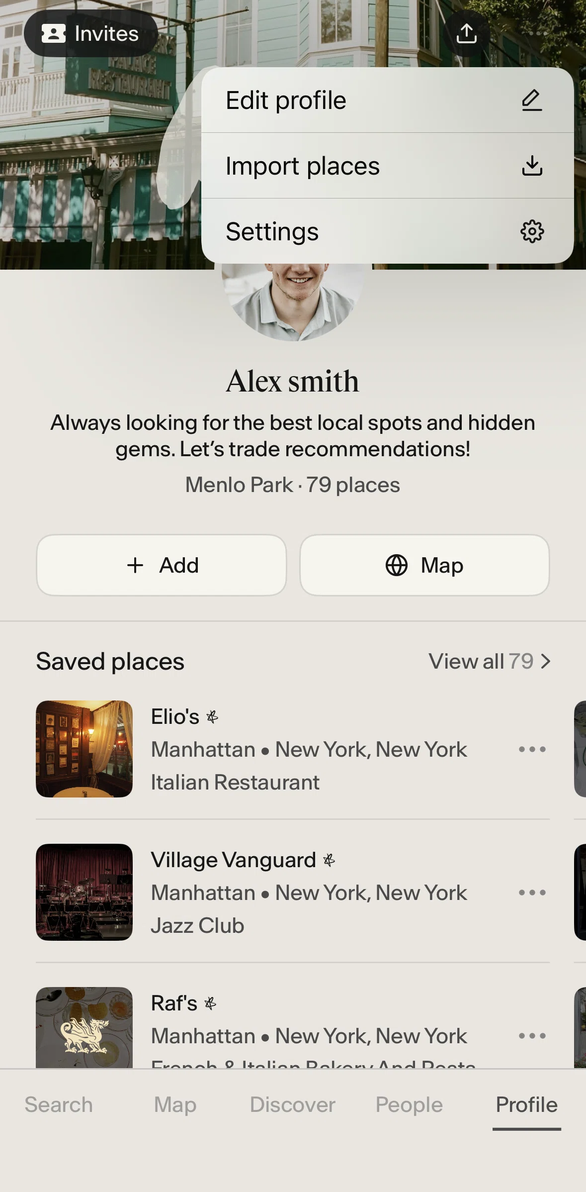 Places Screen screen in the Settings flow