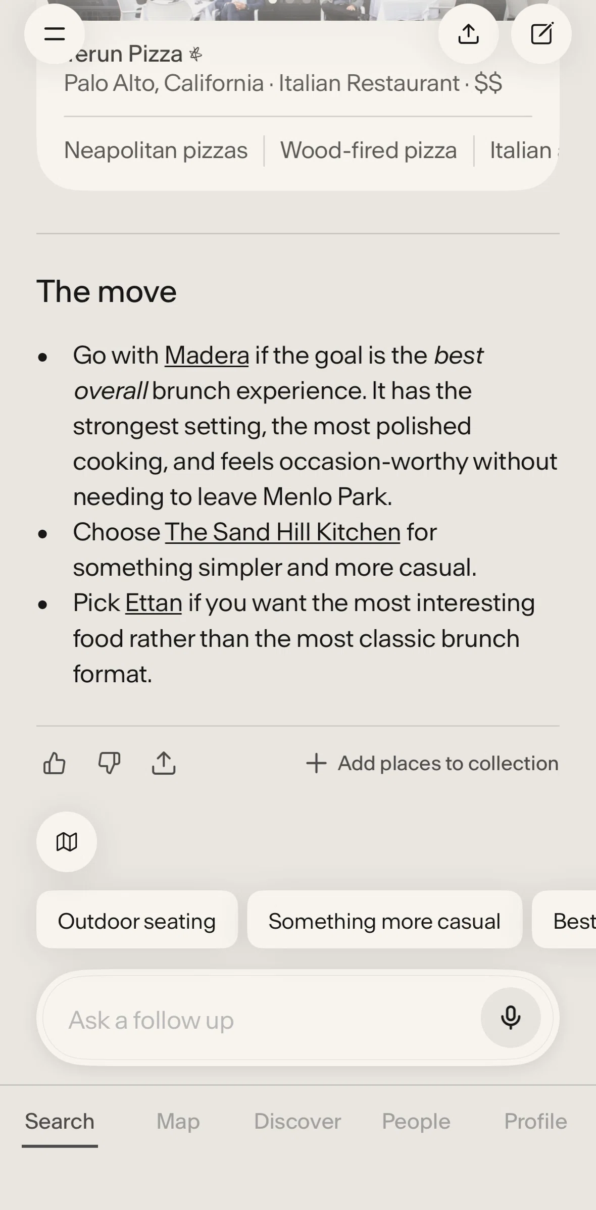 Places Screen screen in the Share a chat flow