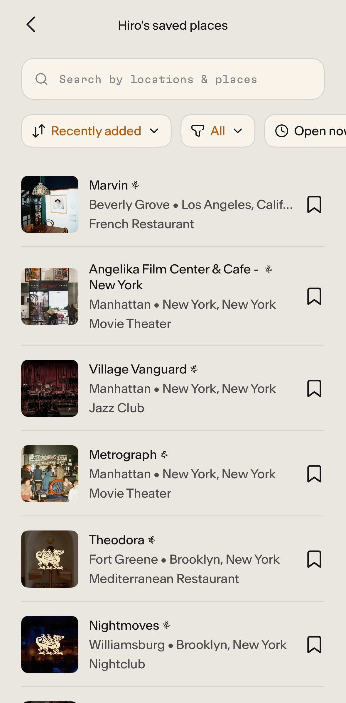 Places Screen screen in the Sorting places flow