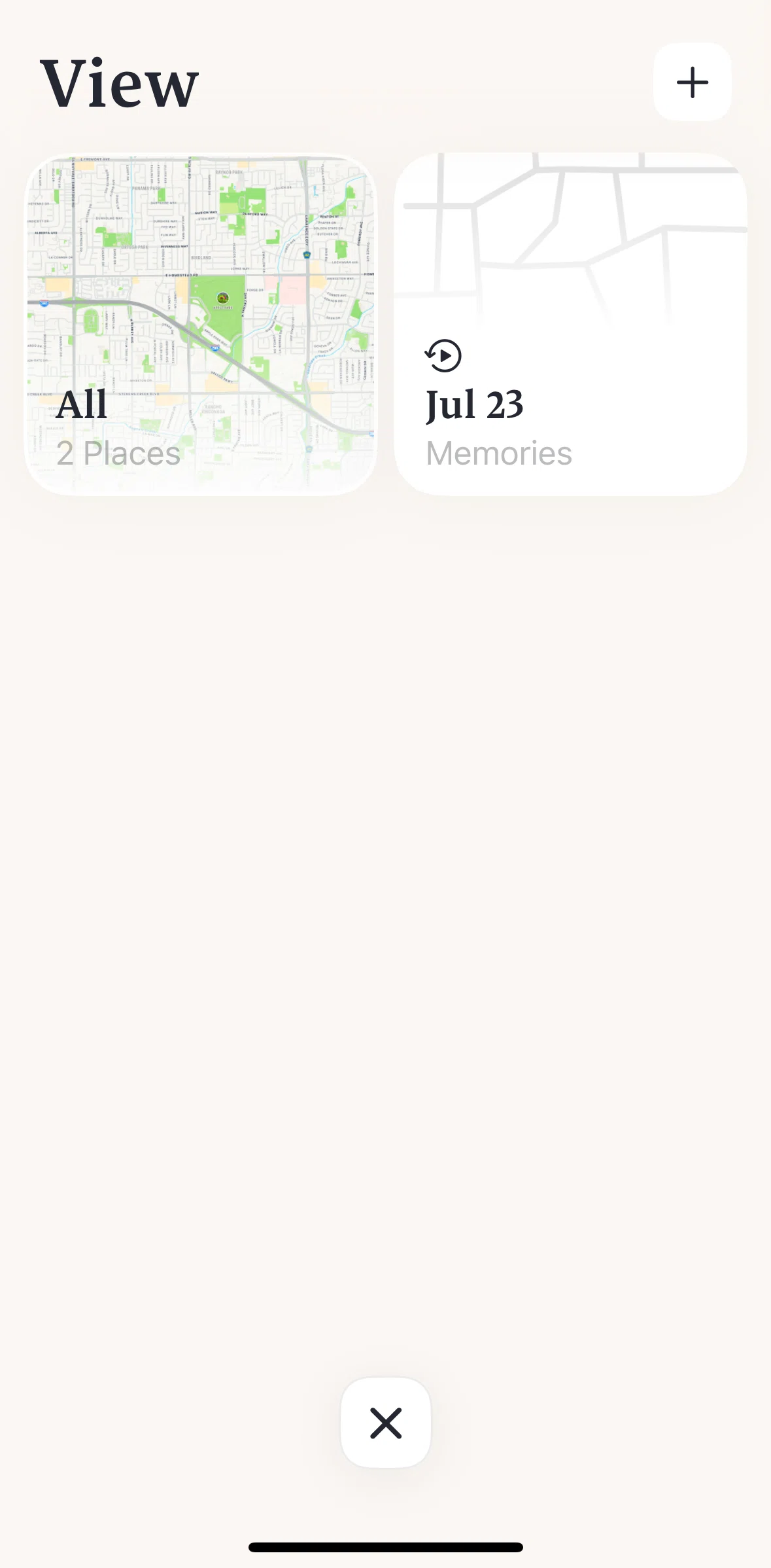 Placify Screen screen in the Memories flow