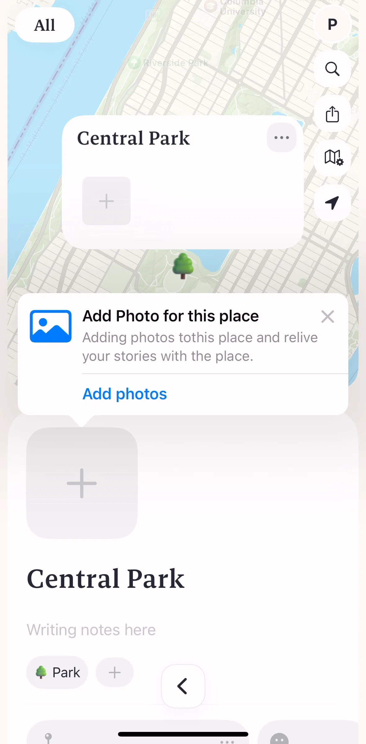 Placify Screen screen in the Uploading a photo flow