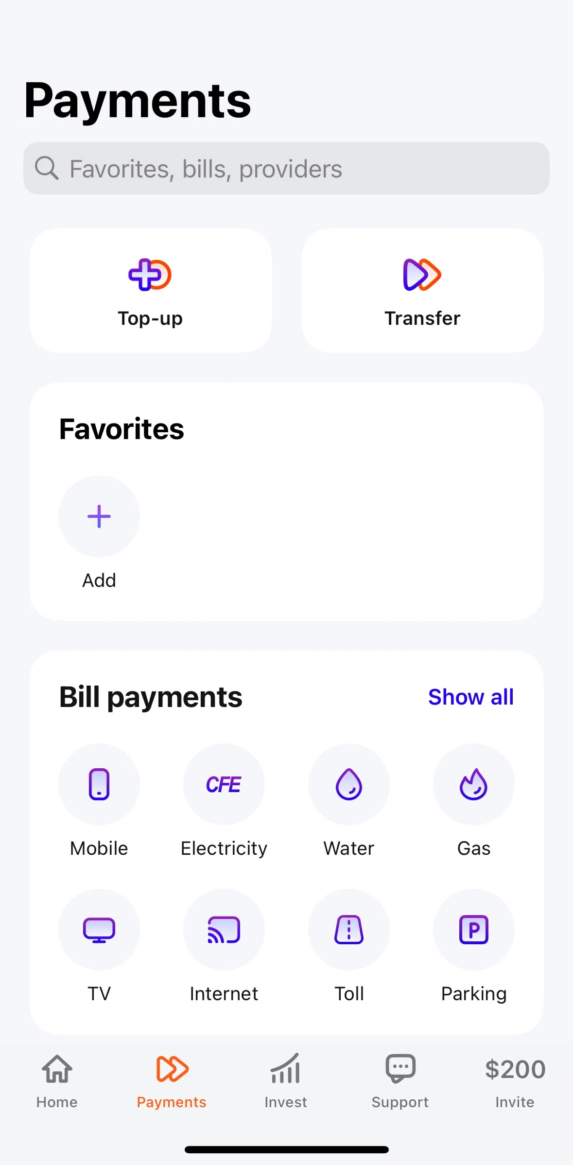 Plata Card Screen screen in the Adding to favorites flow