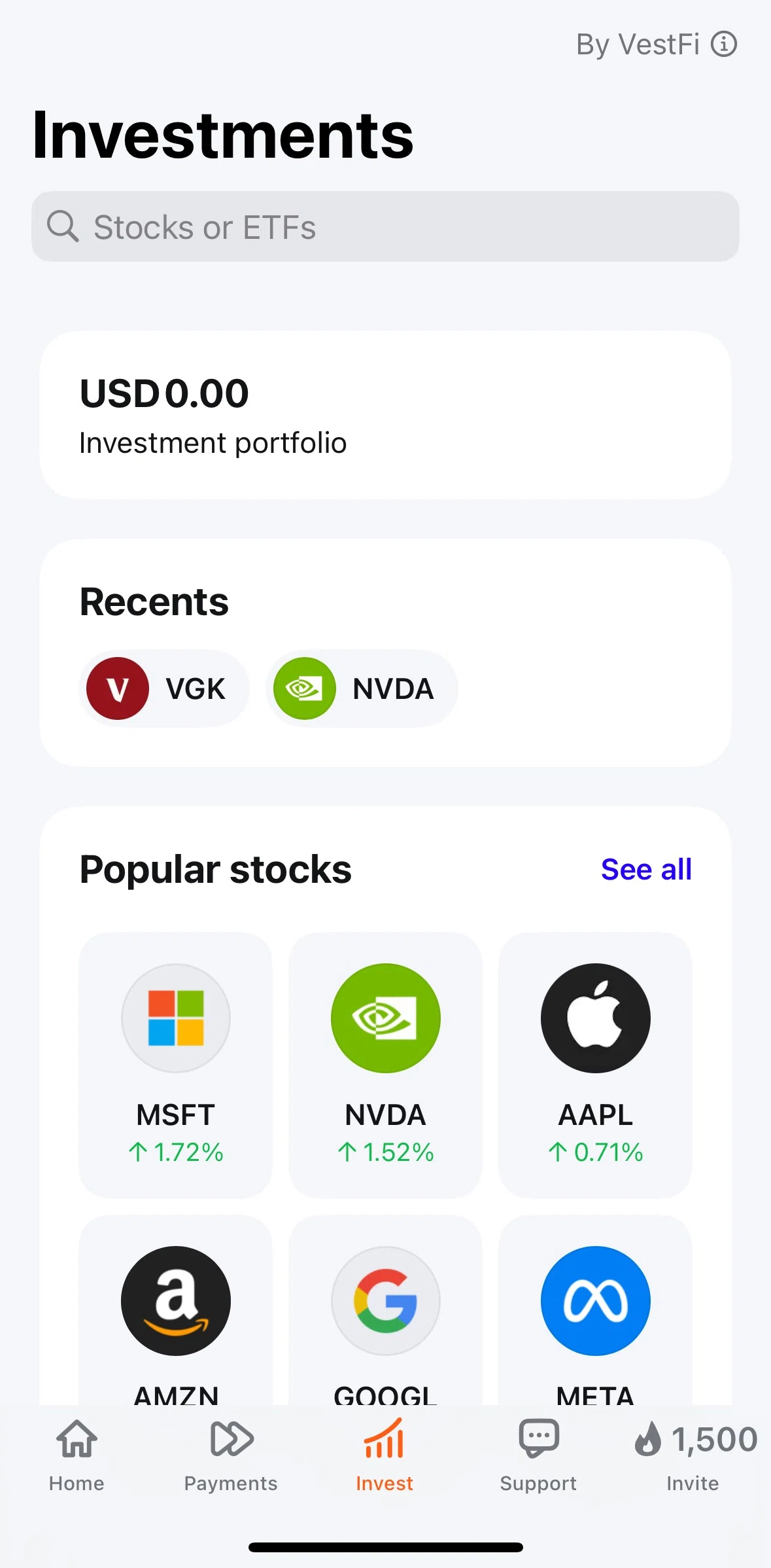 Plata Card Screen screen in the Investment portfolio flow
