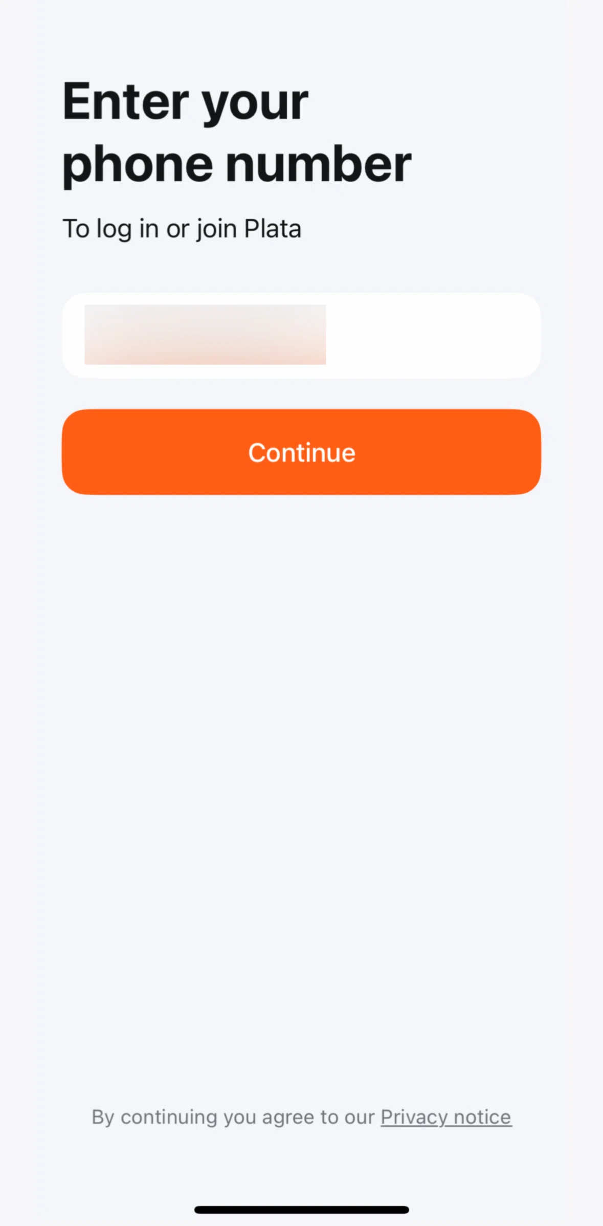 Plata Card Screen screen in the Logging in flow