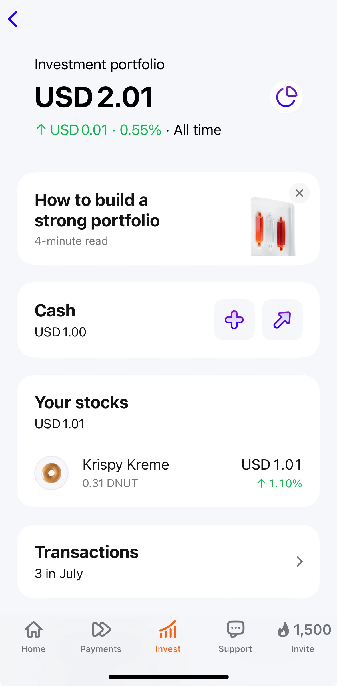 Plata Card Screen screen in the Portfolio analytics flow