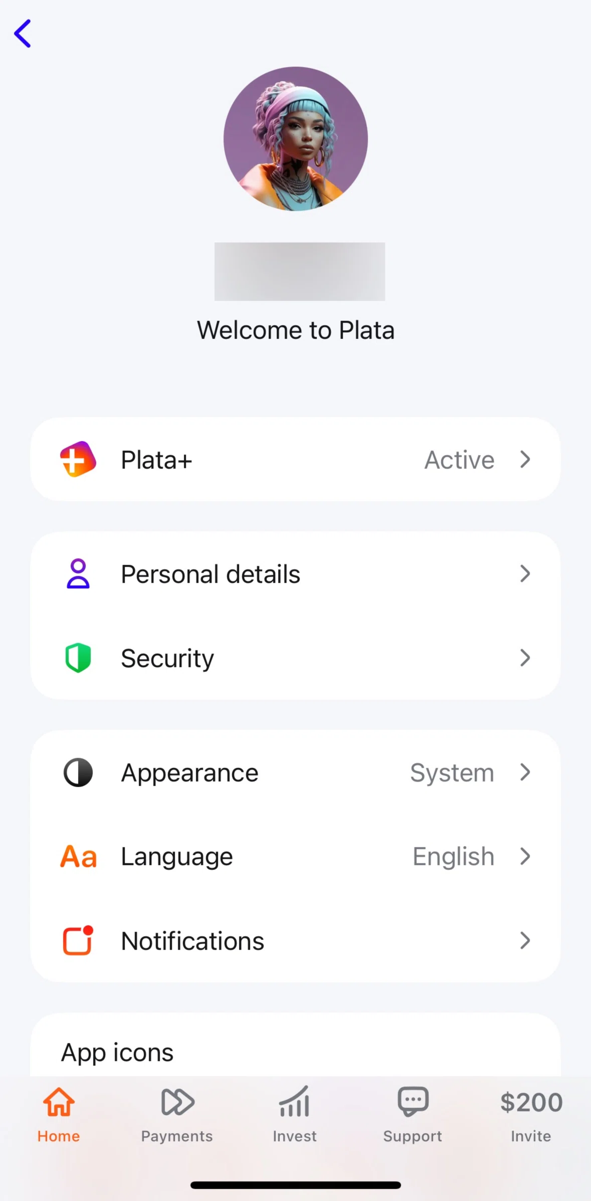 Plata Card Screen screen in the Switching to dark mode flow