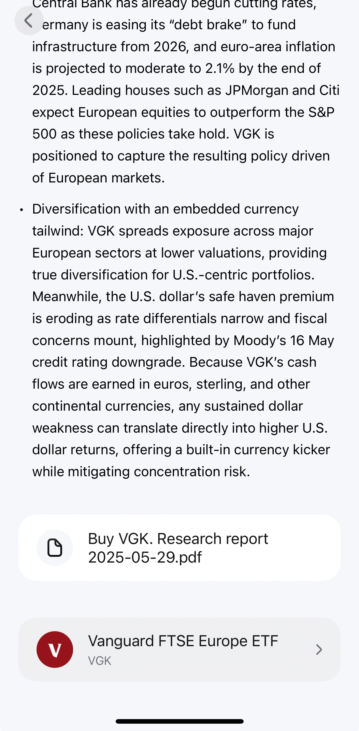 Plata Card Screen screen in the View research report flow