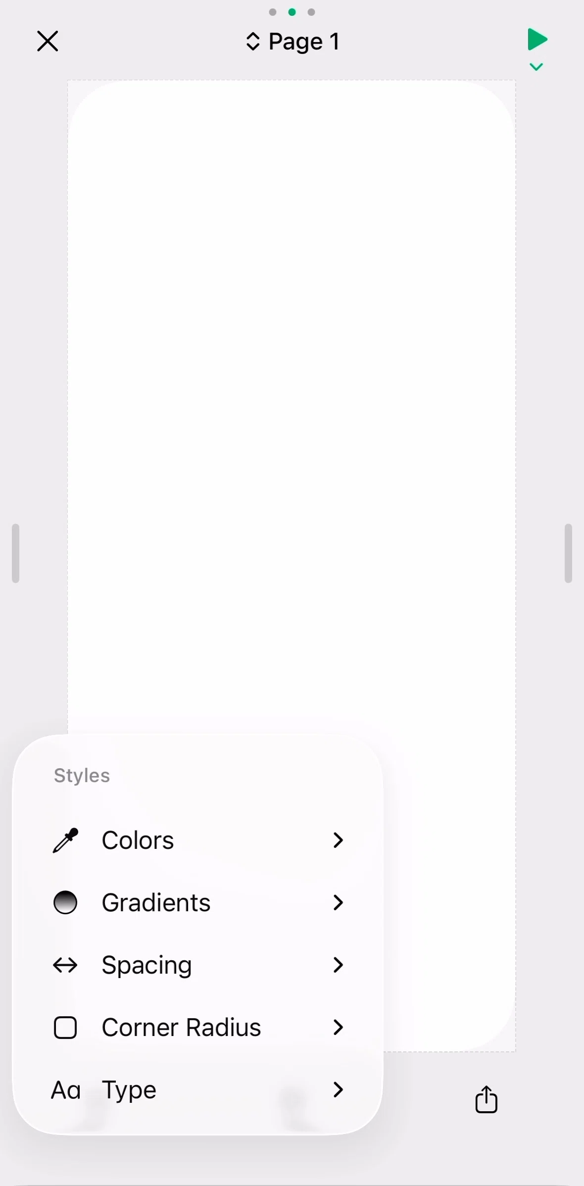 Play Screen screen in the Adding a dark mode color style flow