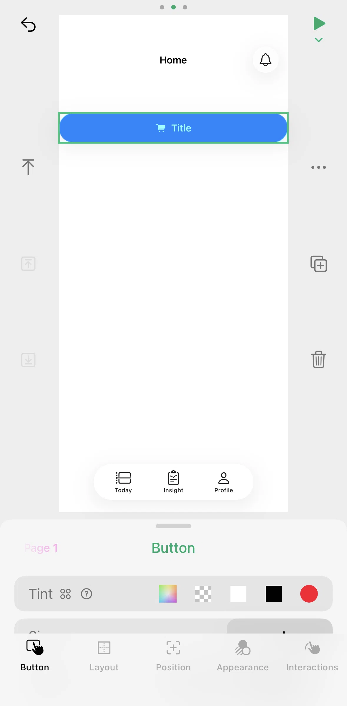 Play Screen screen in the Changing alignment flow