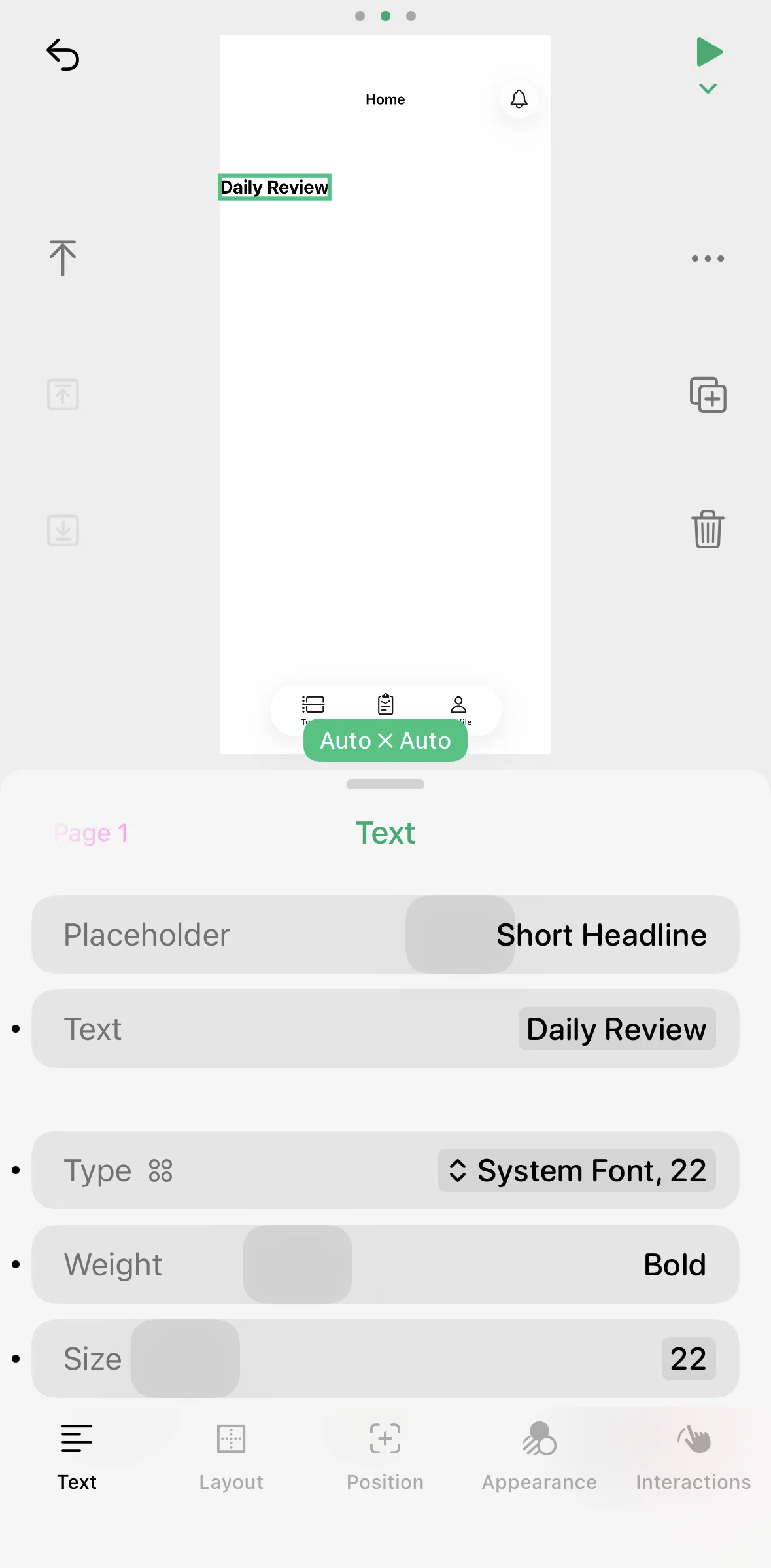 Play Screen screen in the Changing font color flow