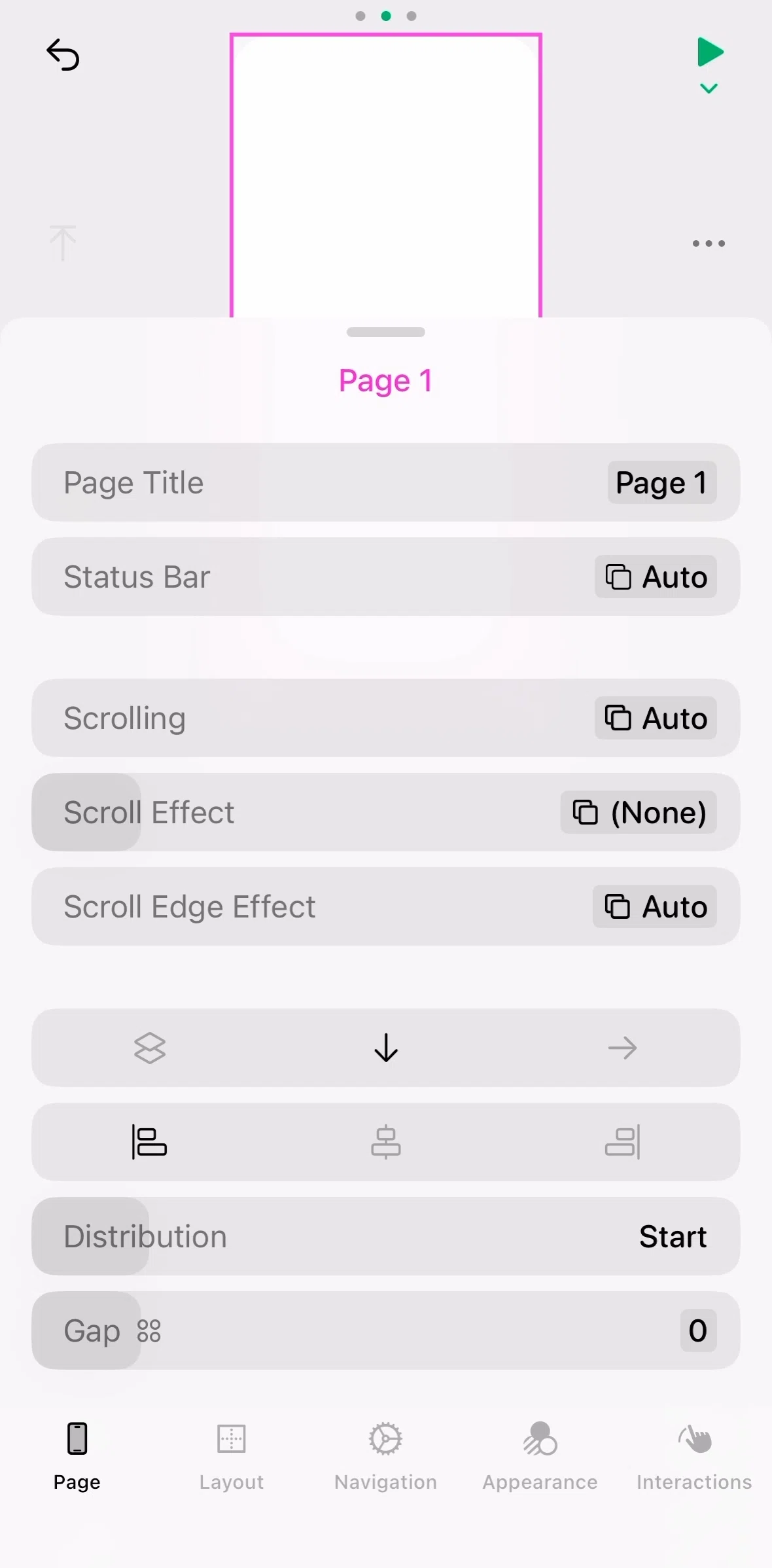 Play Screen screen in the Changing navigation settings flow