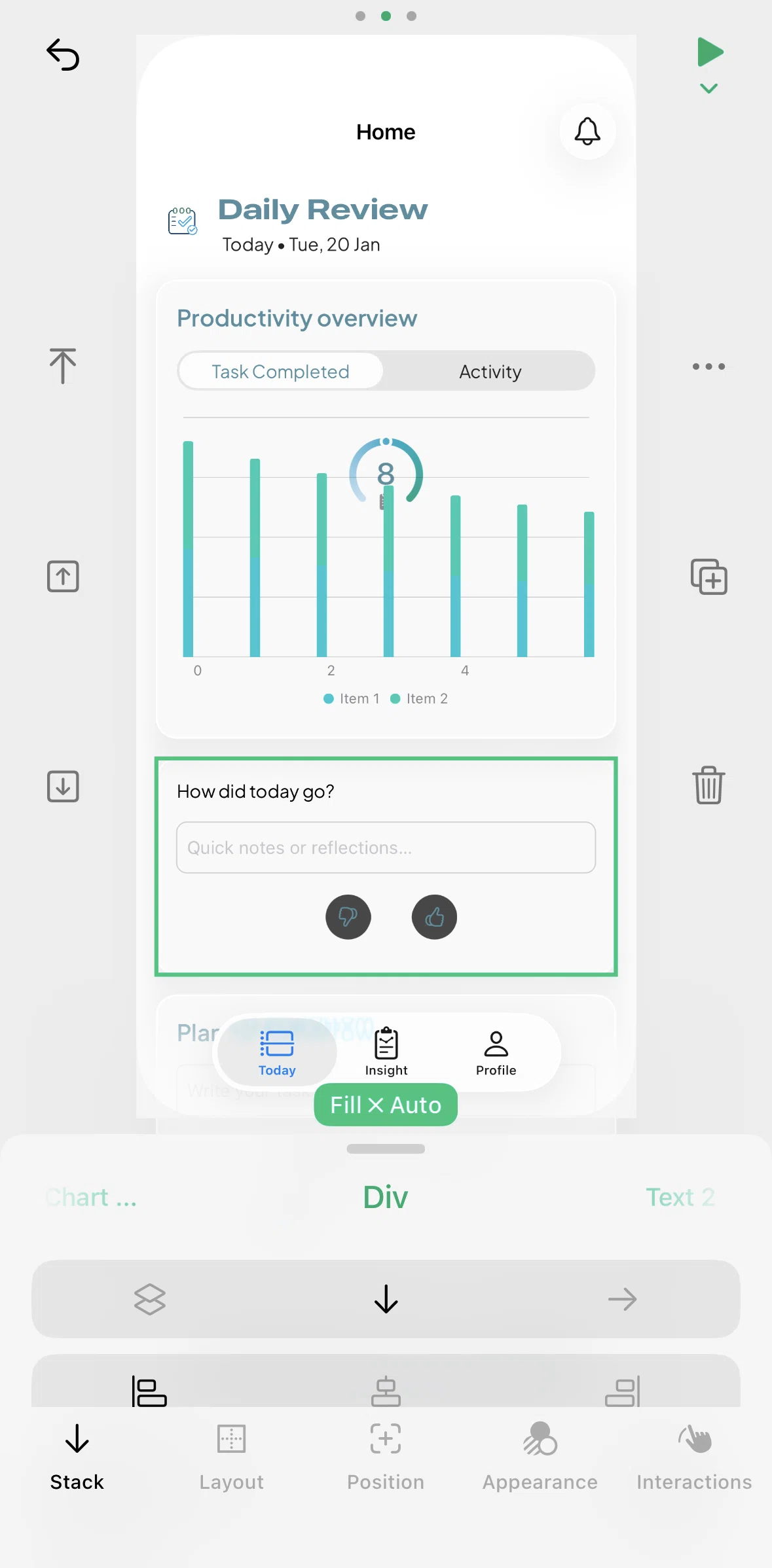 Play Screen screen in the Duplicating a layer flow