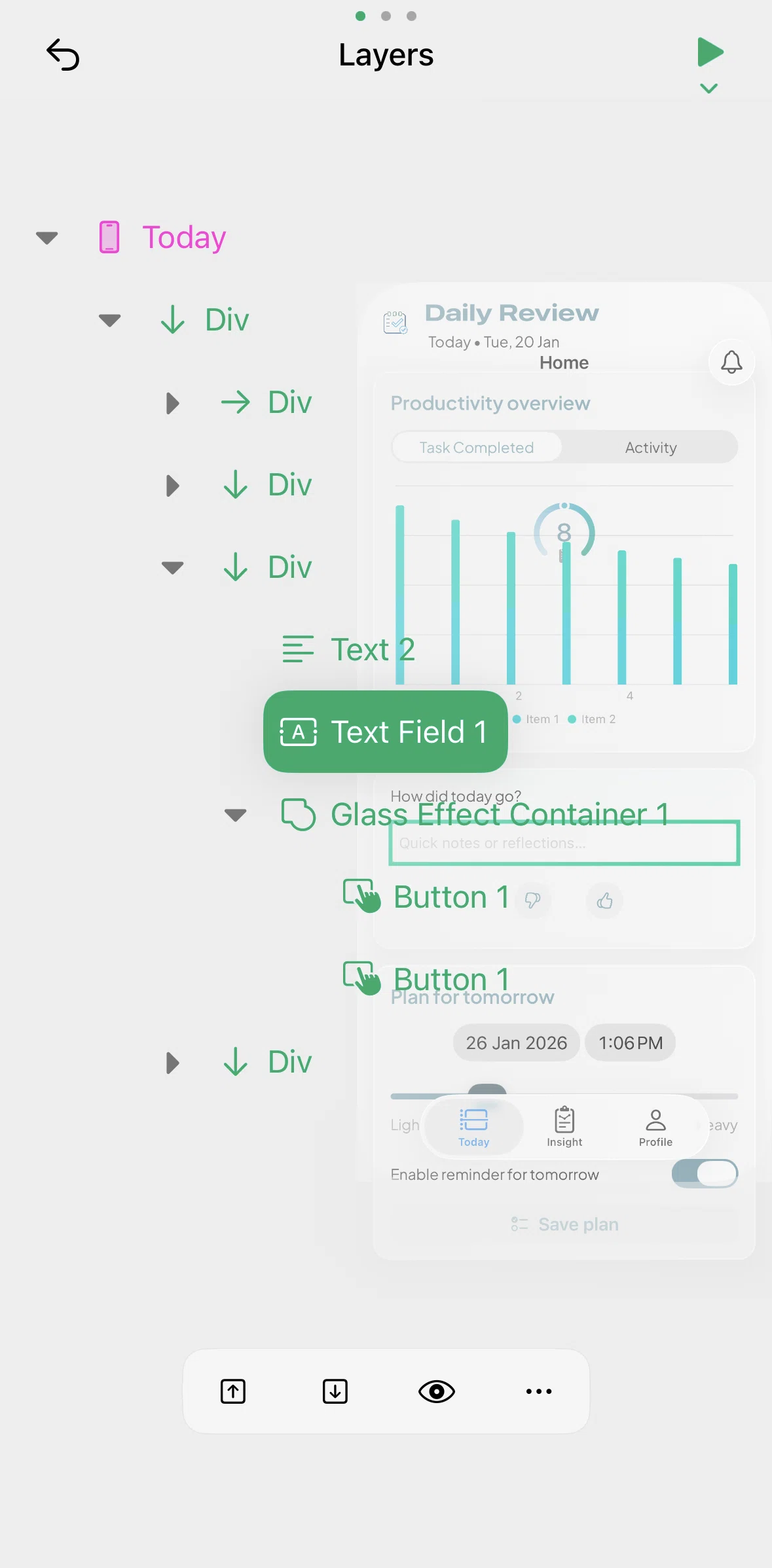 Play Screen screen in the Hiding a layer flow