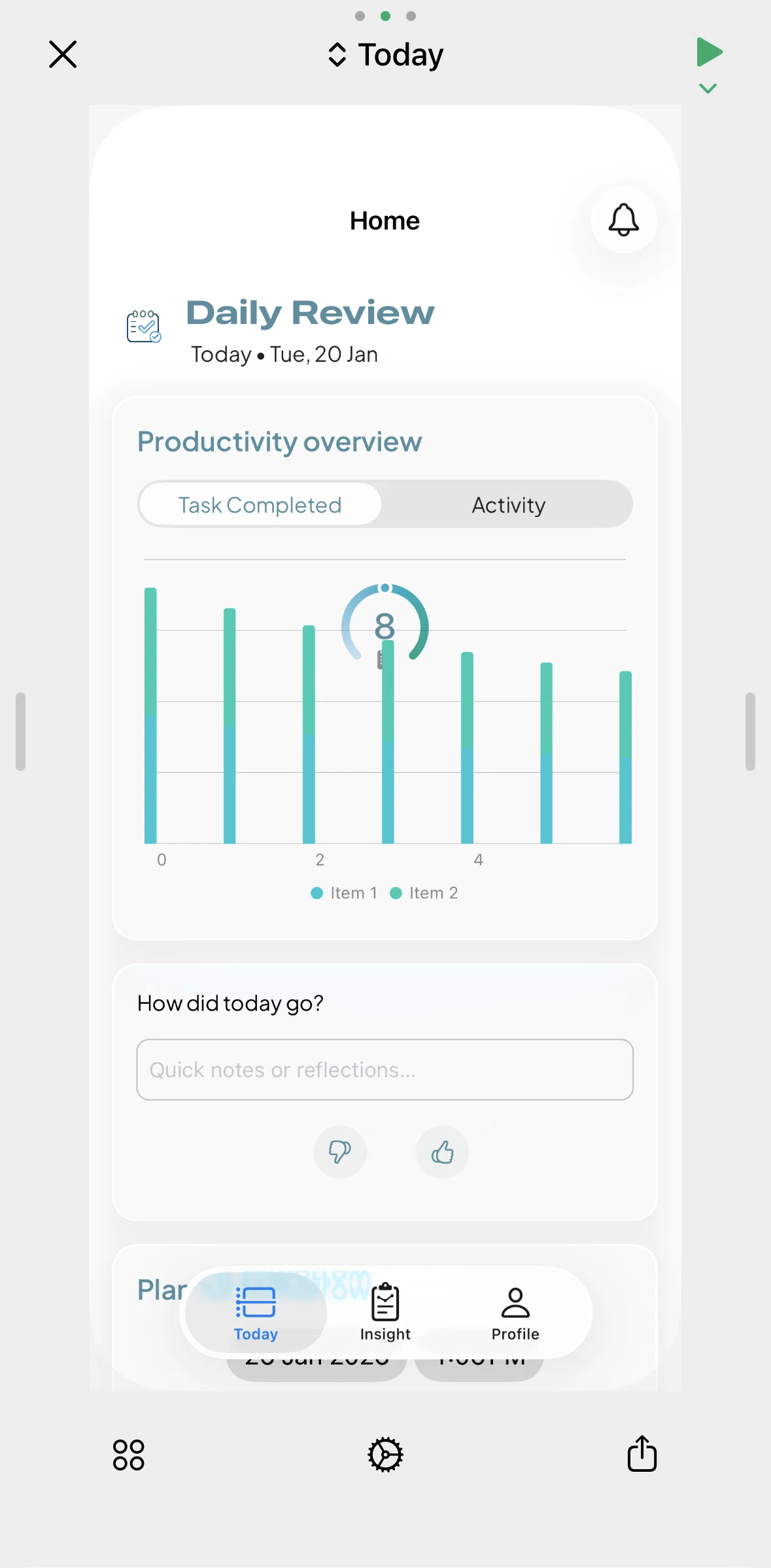 Play Screen screen in the Playing a project prototype flow