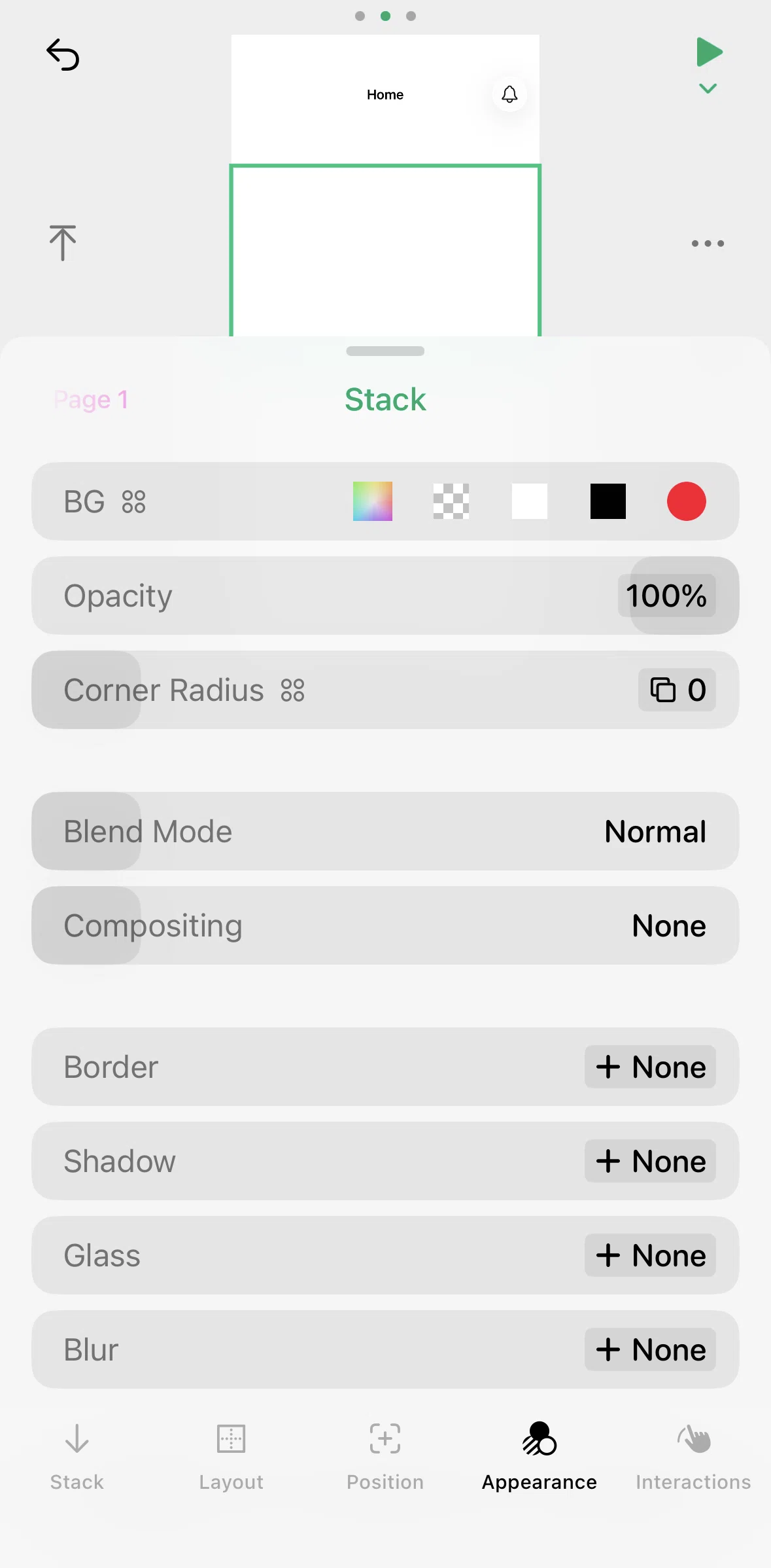 Play Screen screen in the Turning on glass effect flow