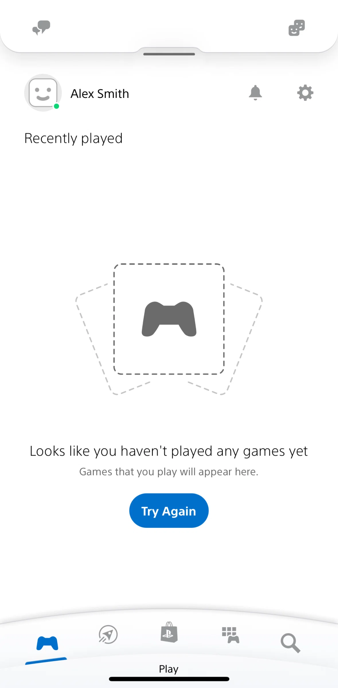 PlayStation App Screen screen in the Home flow