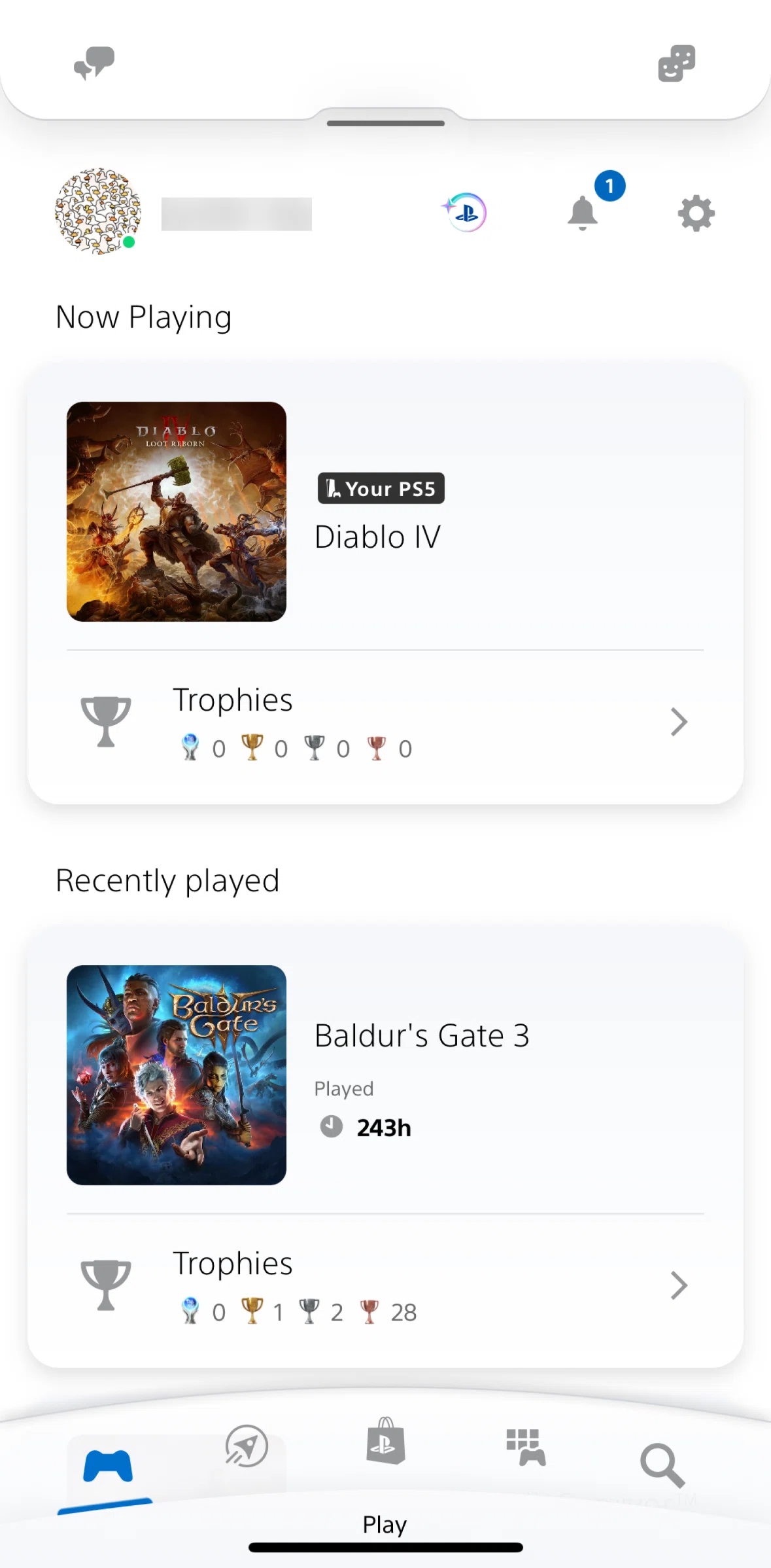 PlayStation App Screen screen in the Search flow
