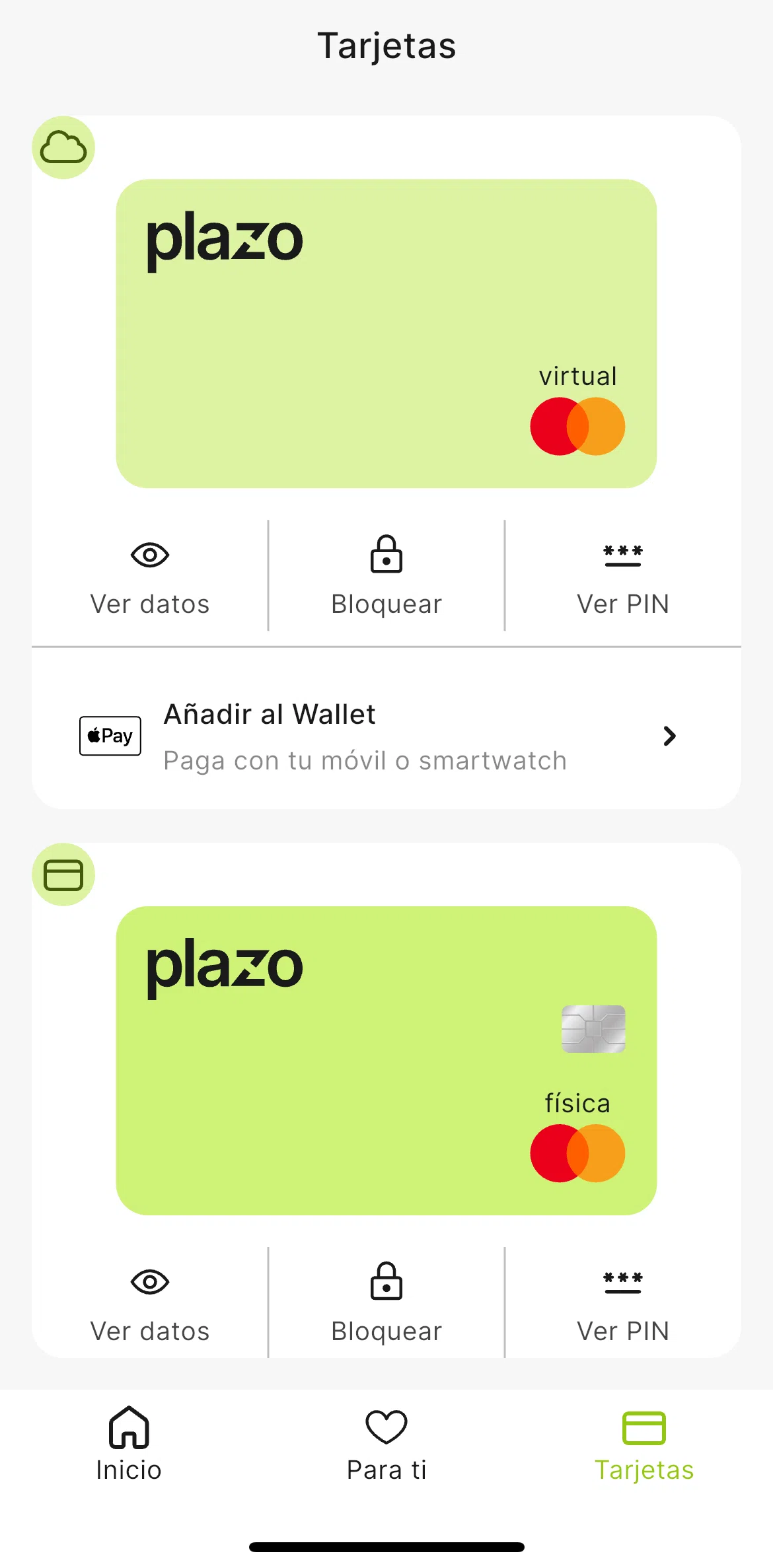 Plazo Screen screen in the Card details flow