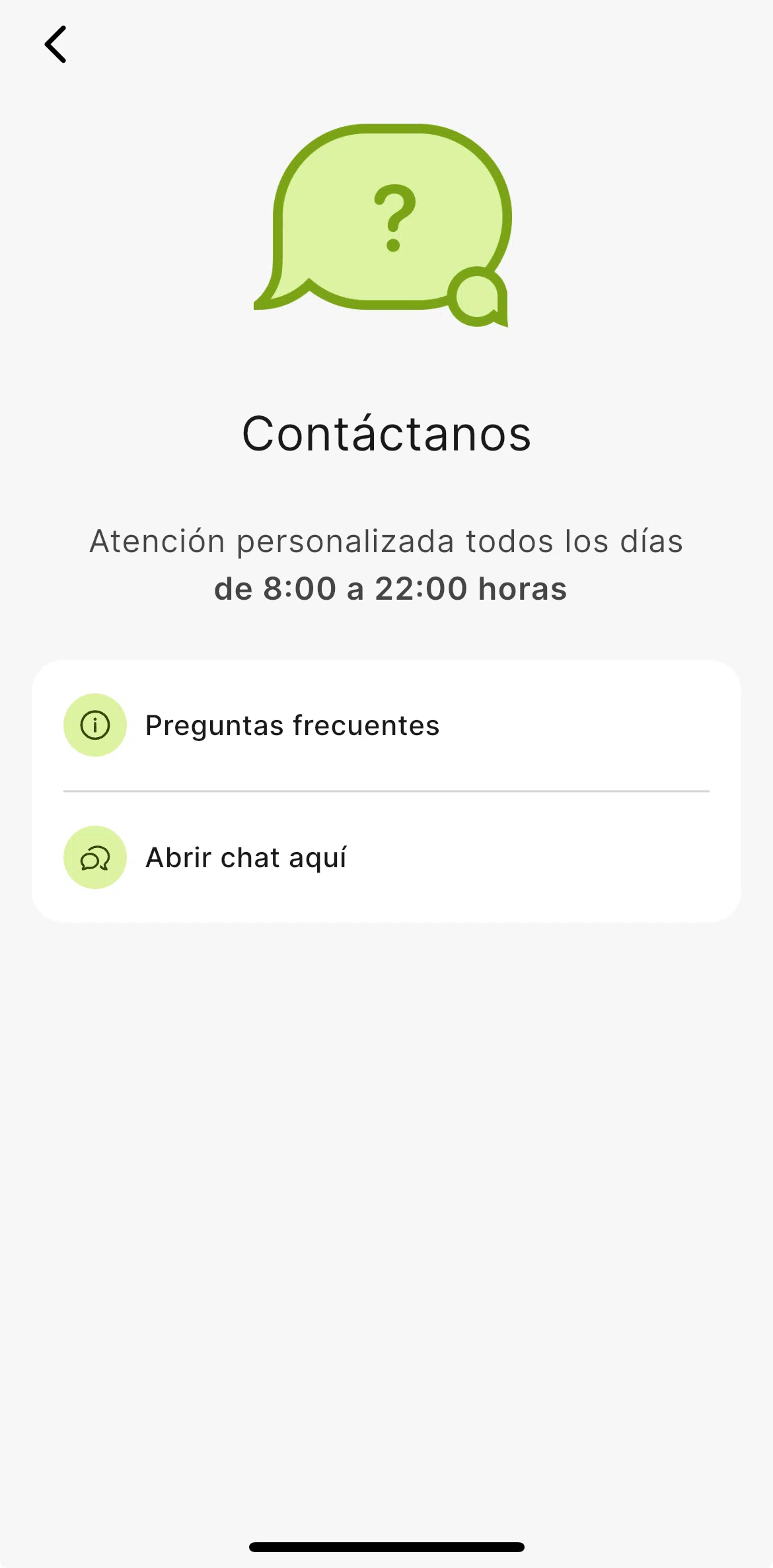 Plazo Screen screen in the Chatting with support flow