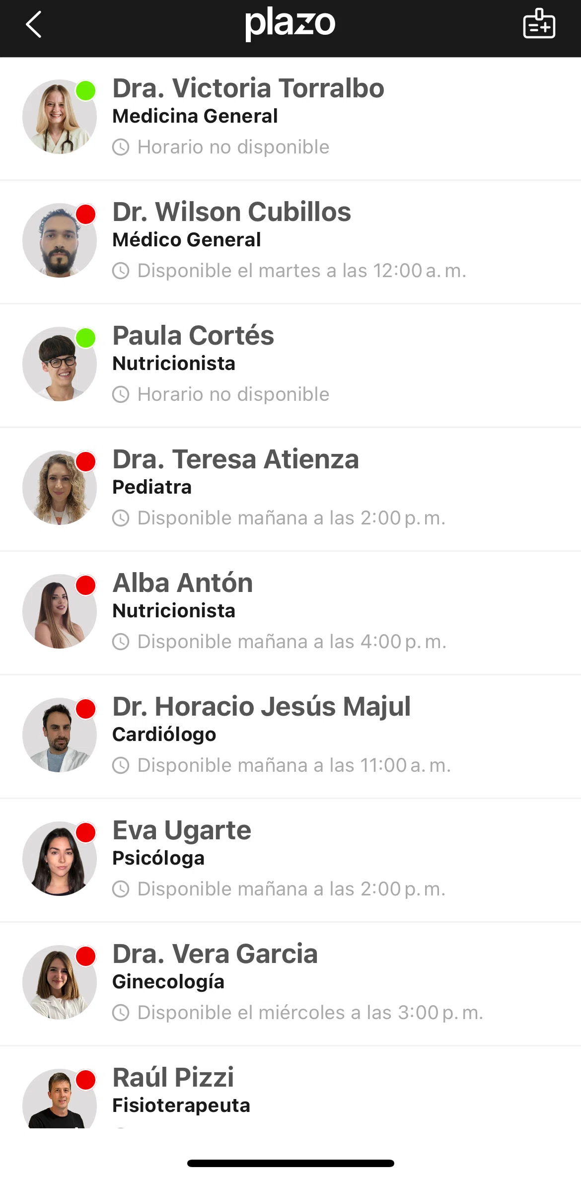 Plazo Screen screen in the Medical history flow