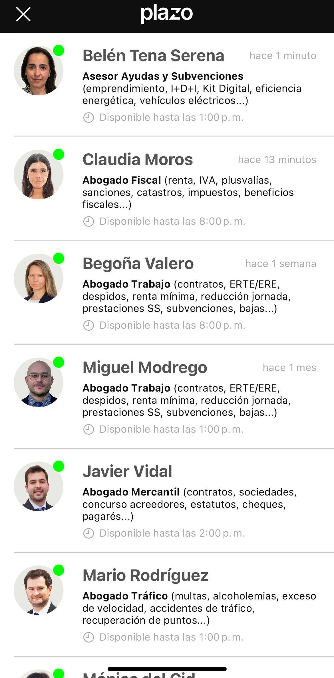 Plazo Screen screen in the Sending a message flow