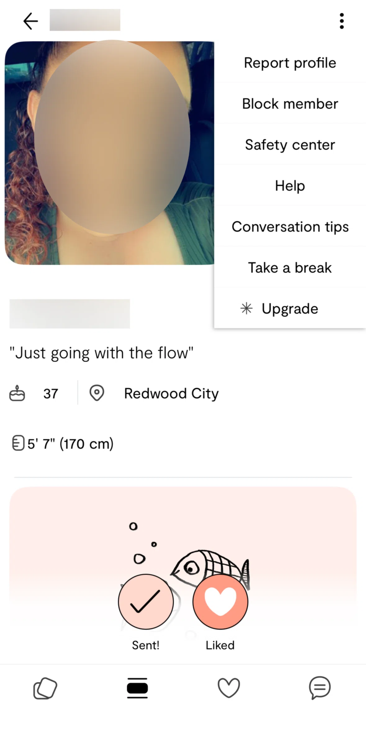 Plenty of Fish Screen screen in the Conversation tips flow