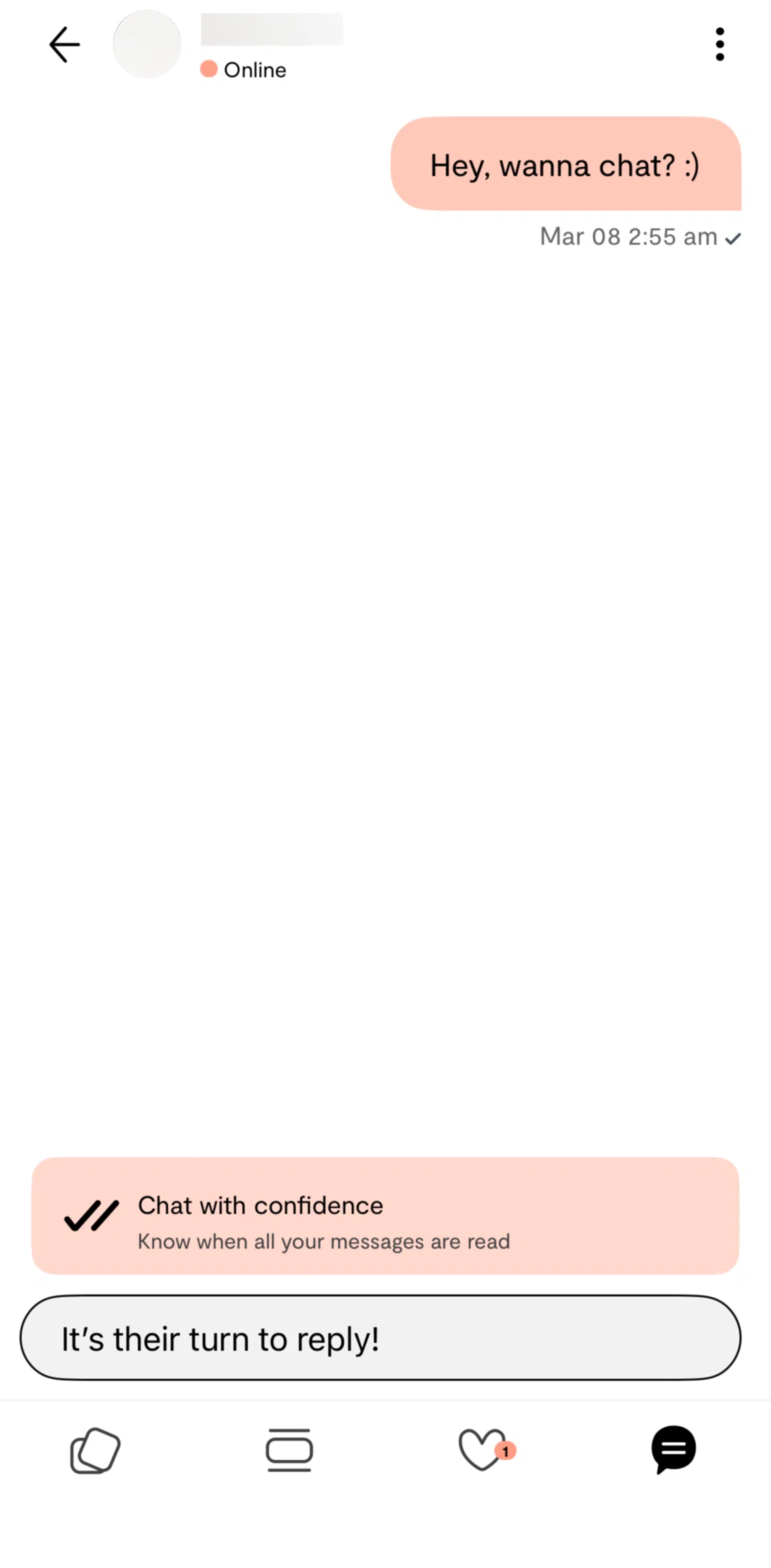 Plenty of Fish Screen screen in the Deleting a conversation flow