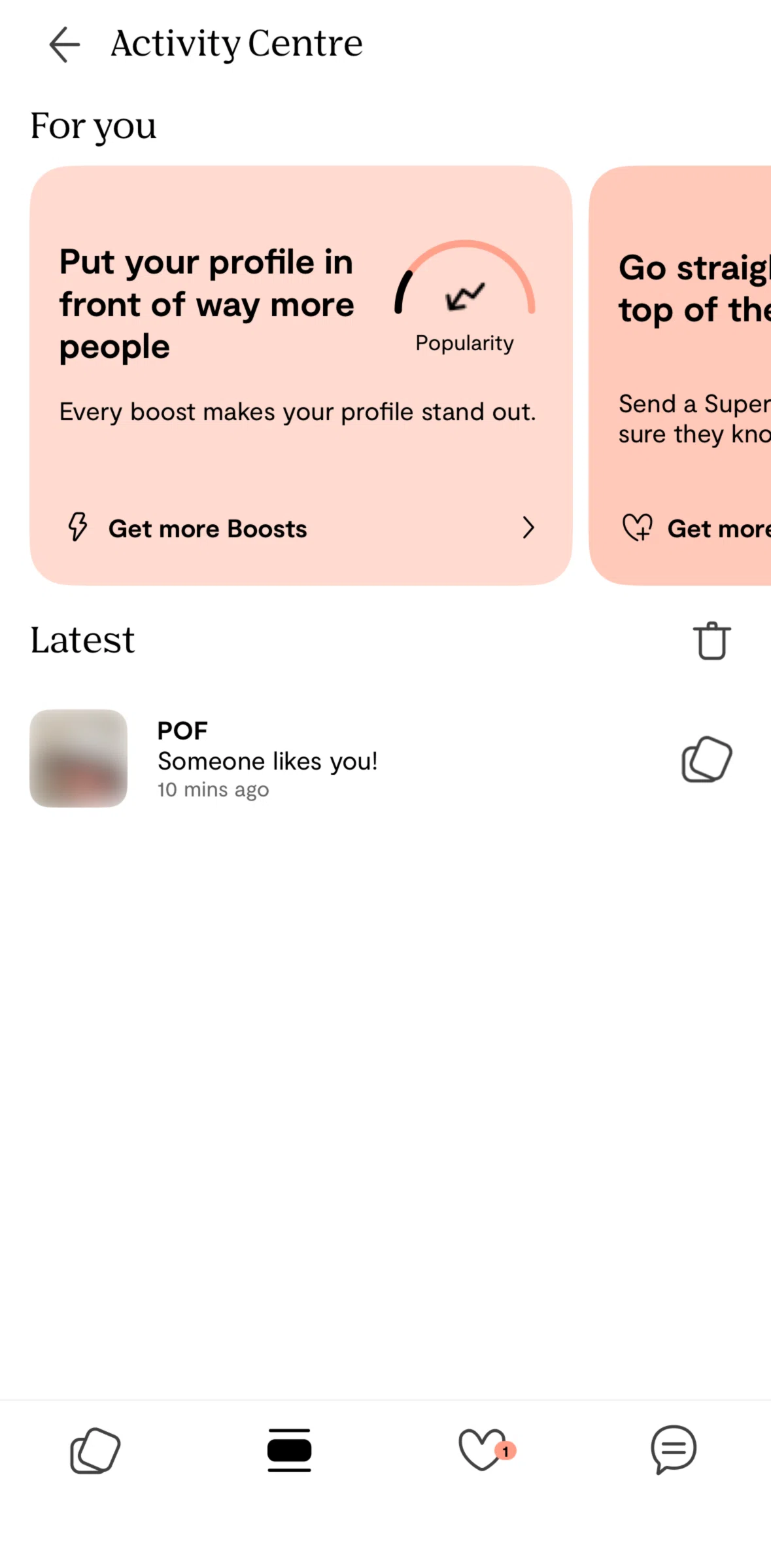 Plenty of Fish Screen screen in the Deleting a notification flow