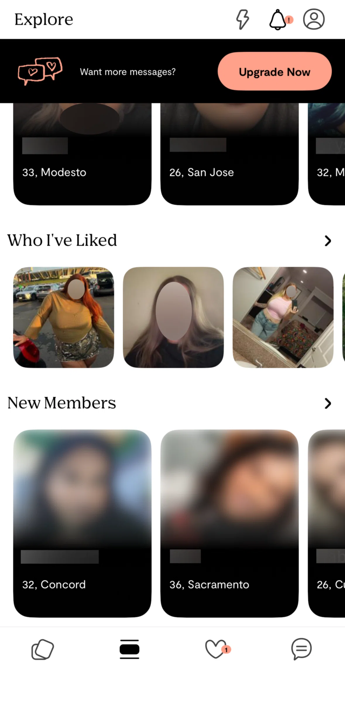 Plenty of Fish Screen screen in the Liked flow