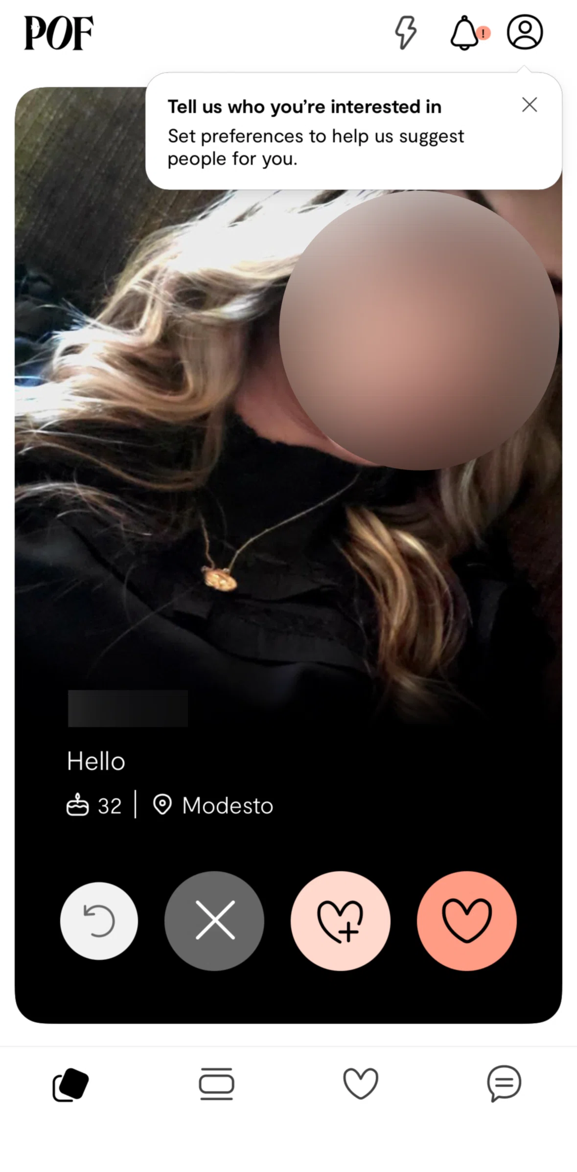 Plenty of Fish Screen screen in the Meet me flow