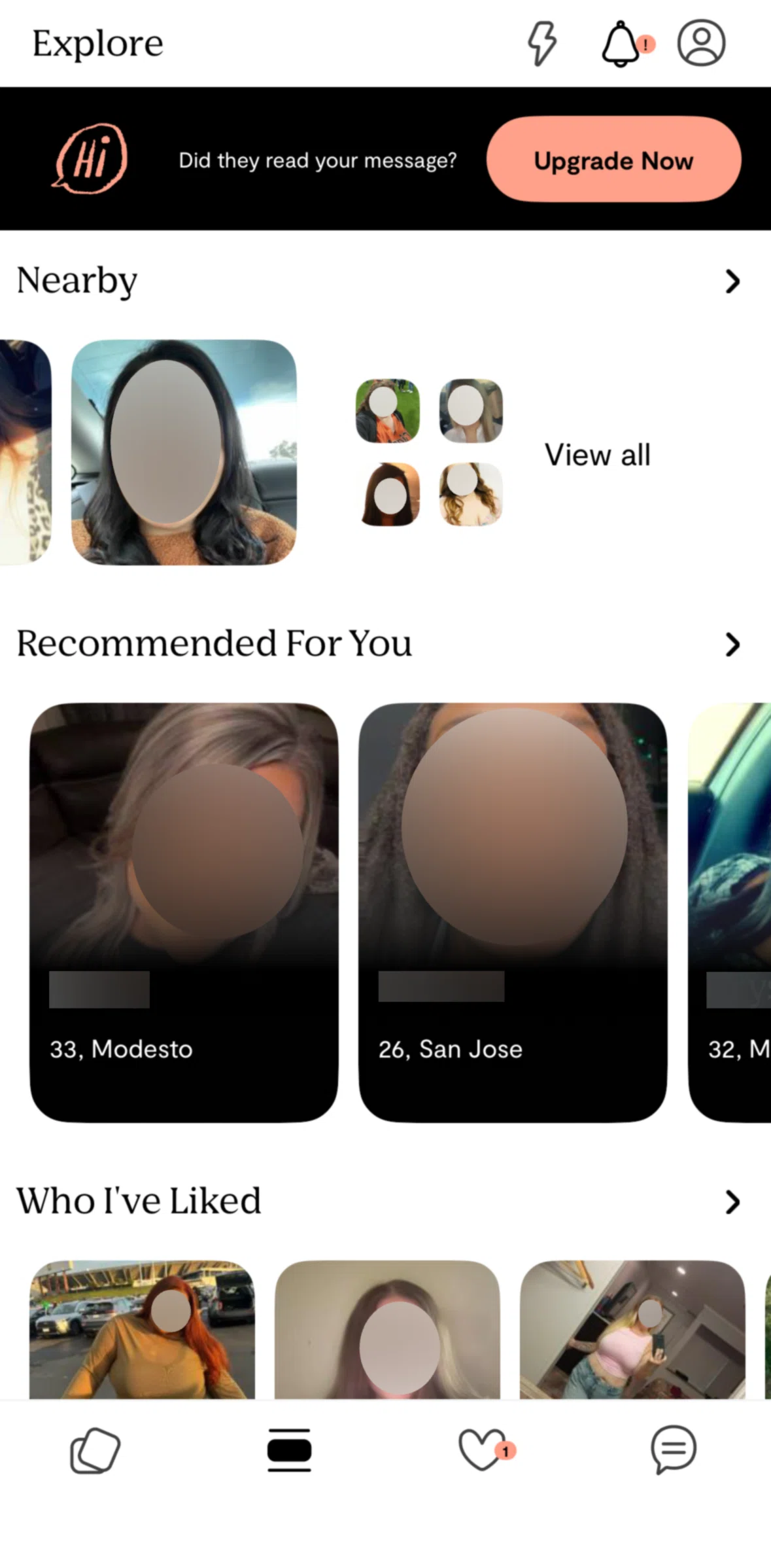 Plenty of Fish Screen screen in the Nearby flow