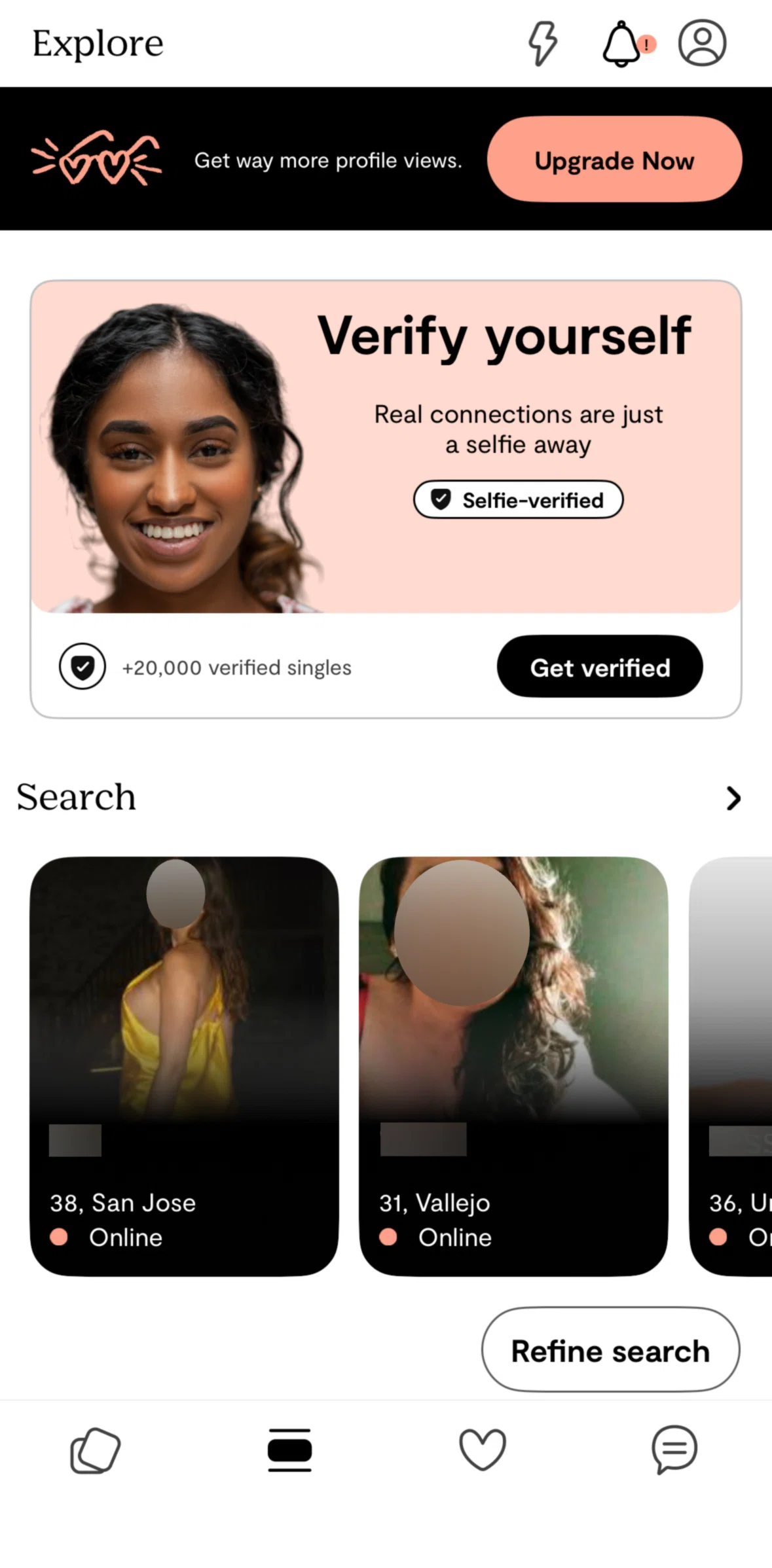 Plenty of Fish Screen screen in the Search flow