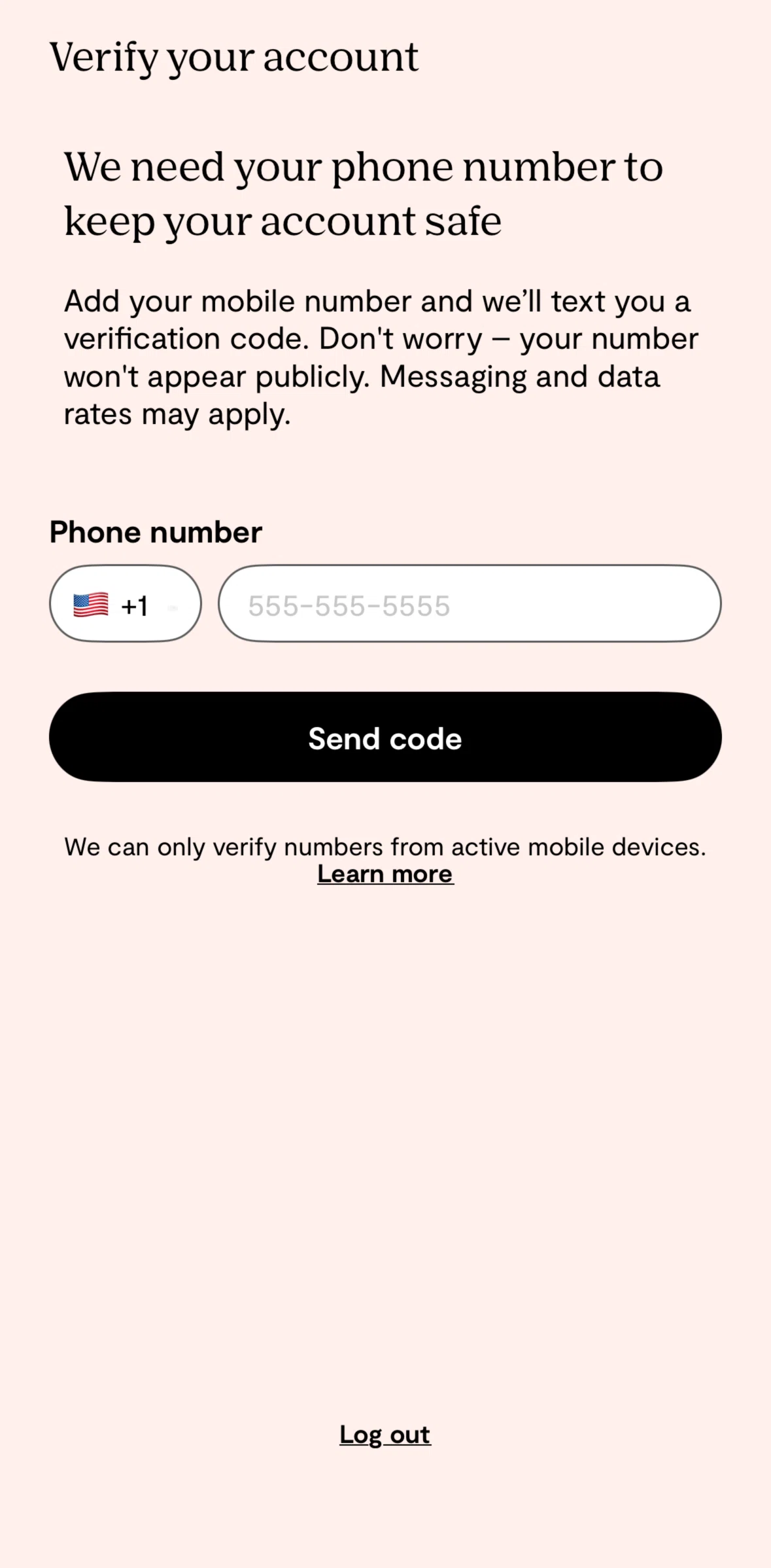 Plenty of Fish Screen screen in the Verifying an account flow