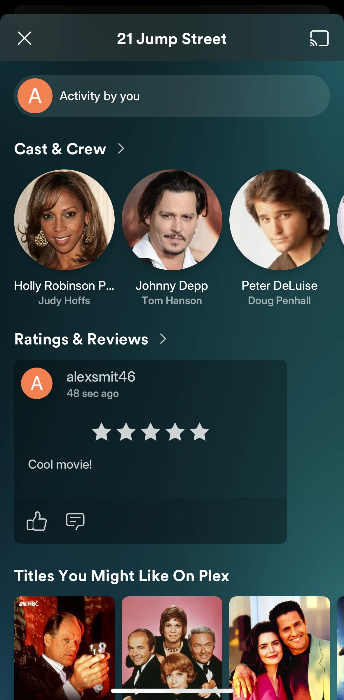 Plex Screen screen in the Activity by you flow