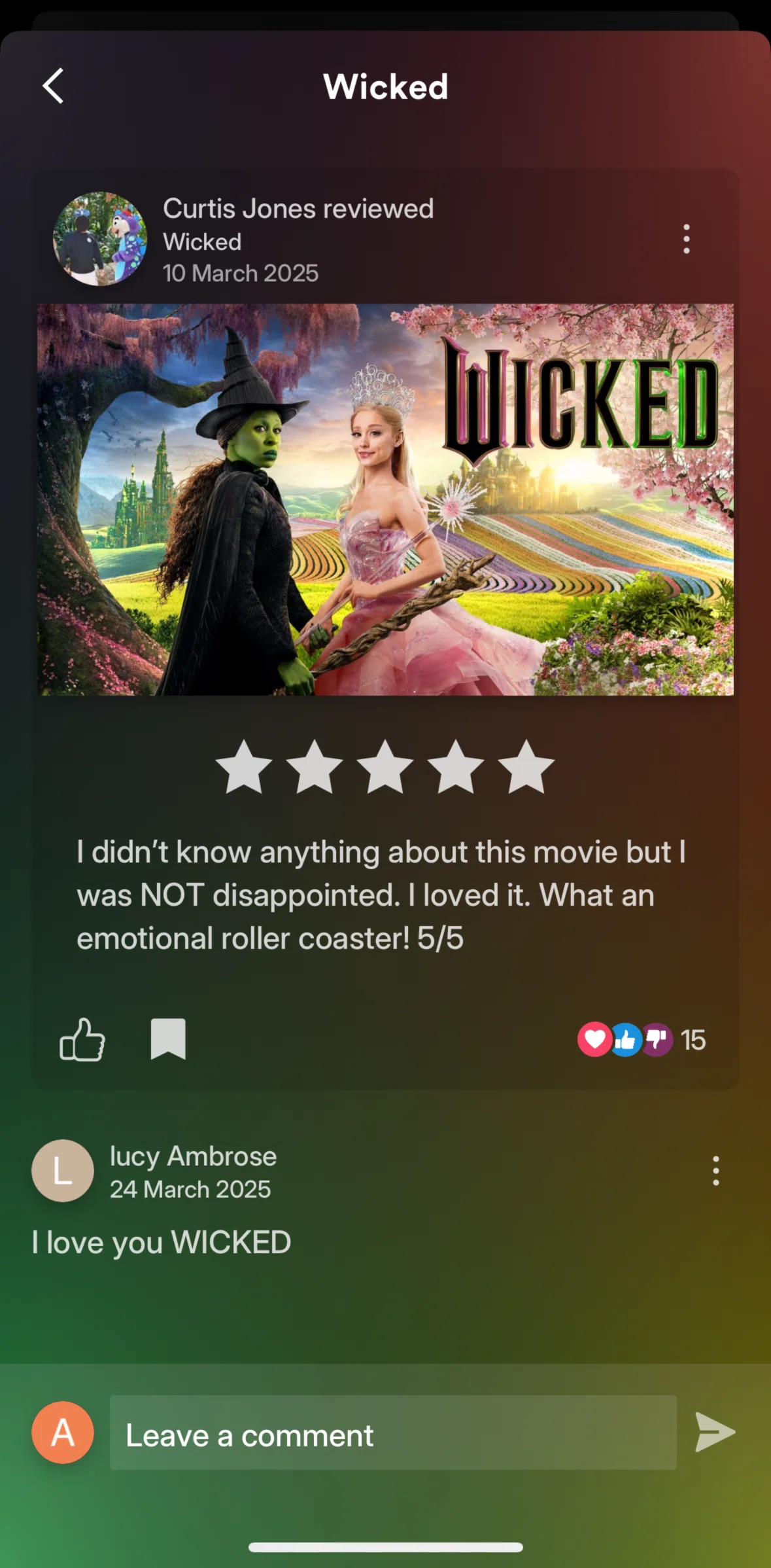 Plex Screen screen in the Commenting on a review flow