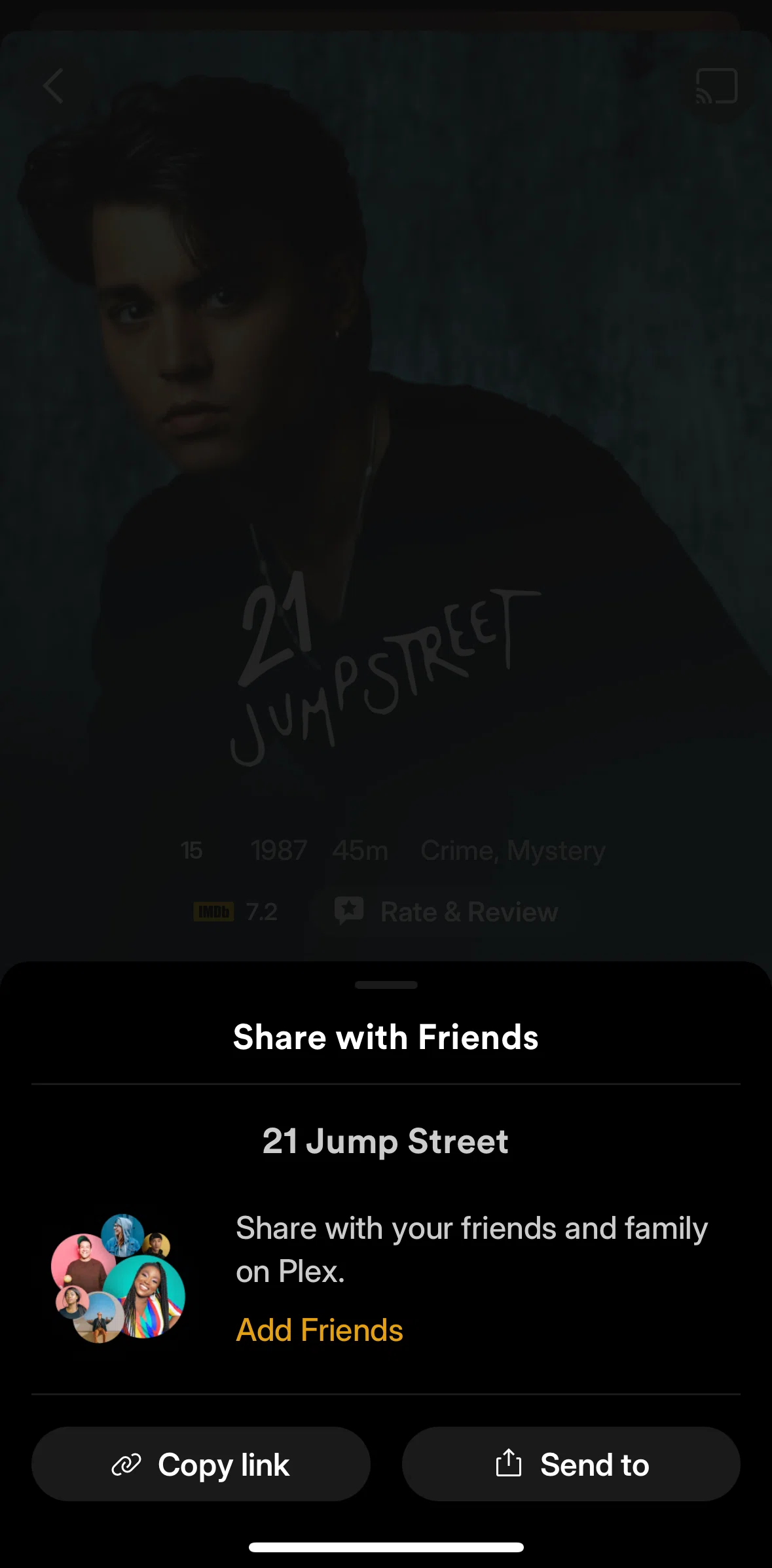 Plex Screen screen in the Connect with friends flow