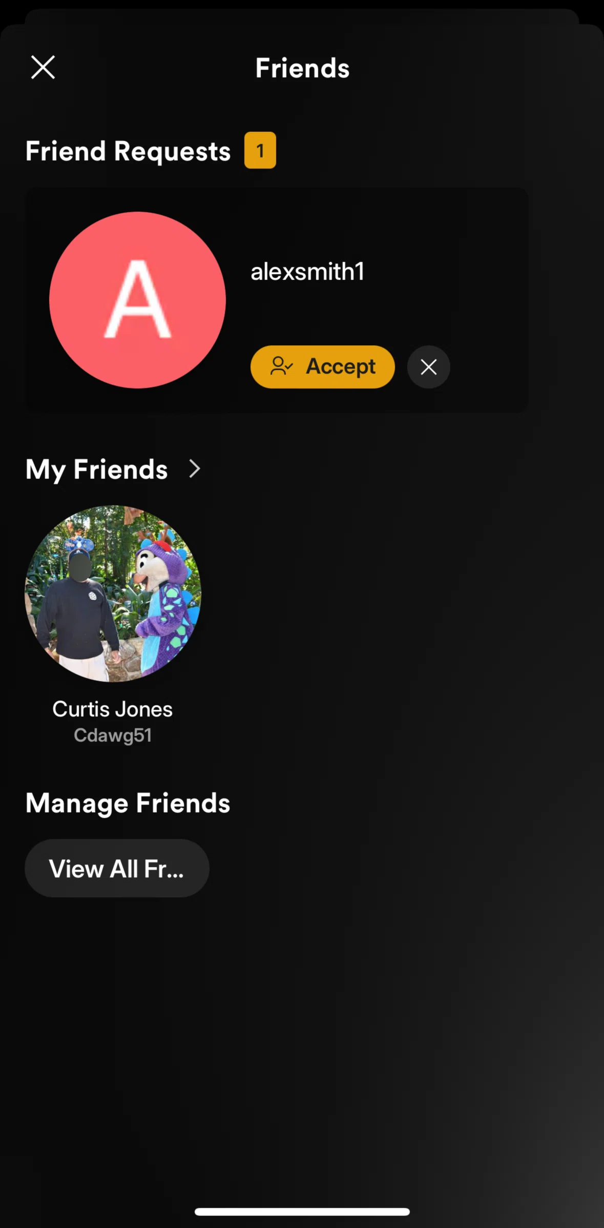 Plex Screen screen in the Friend profile flow