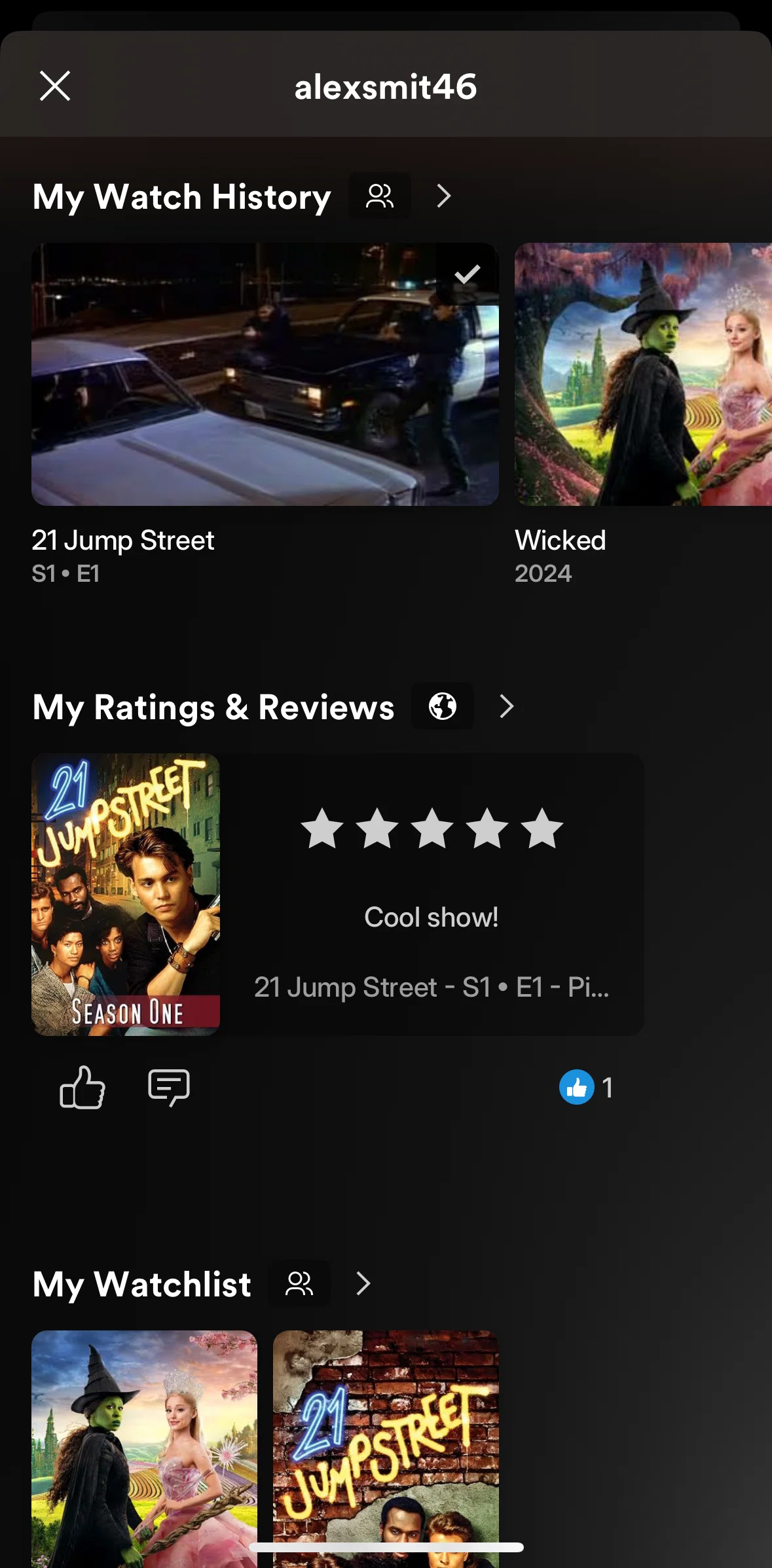 Plex Screen screen in the Watch history flow