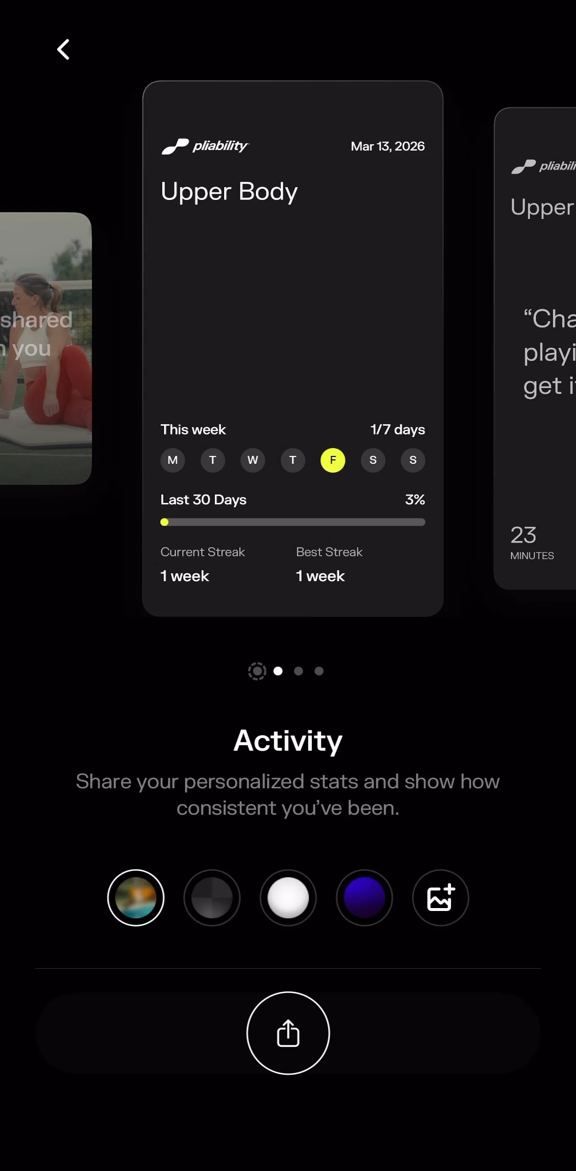 pliability Screen screen in the Customizing stats flow