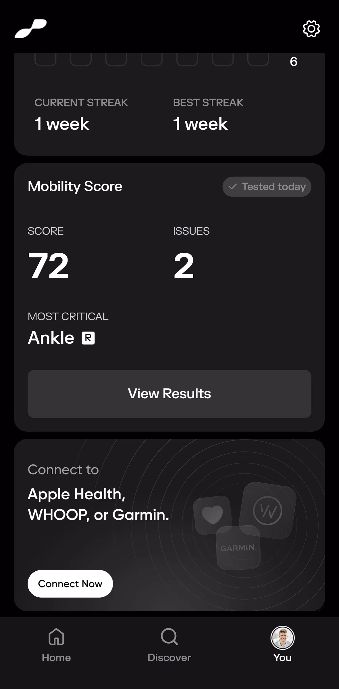 pliability Screen screen in the Mobility test results flow