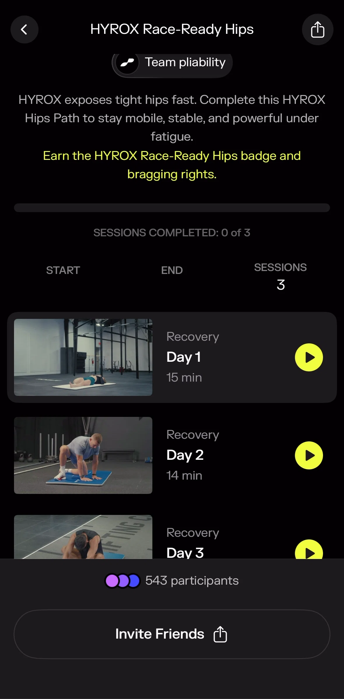 pliability Screen screen in the Playing a challenge flow