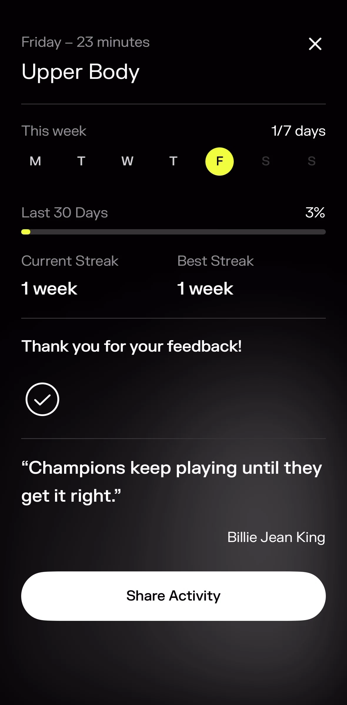 pliability Screen screen in the Share stats flow