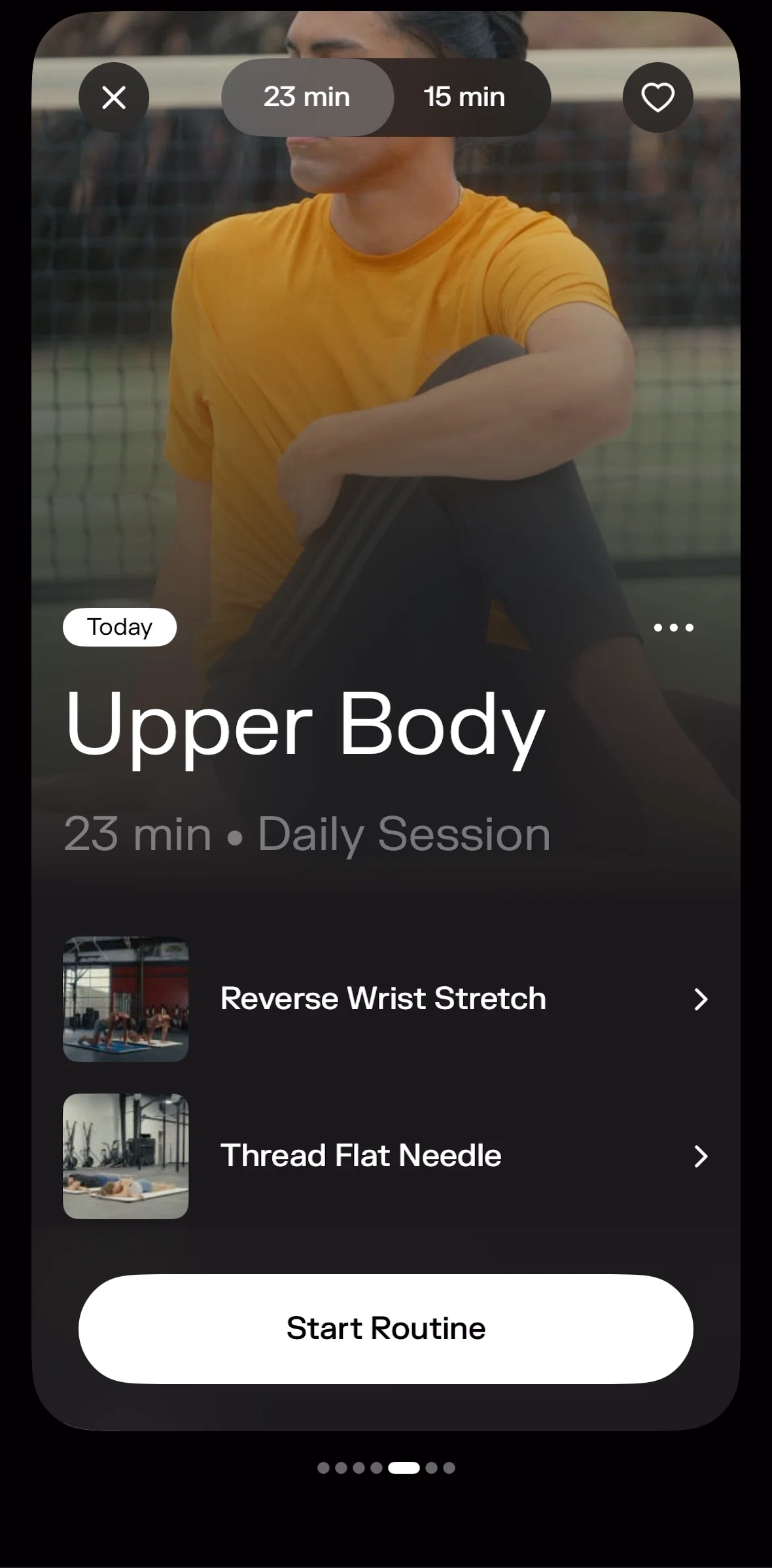 pliability Screen screen in the Starting a routine flow