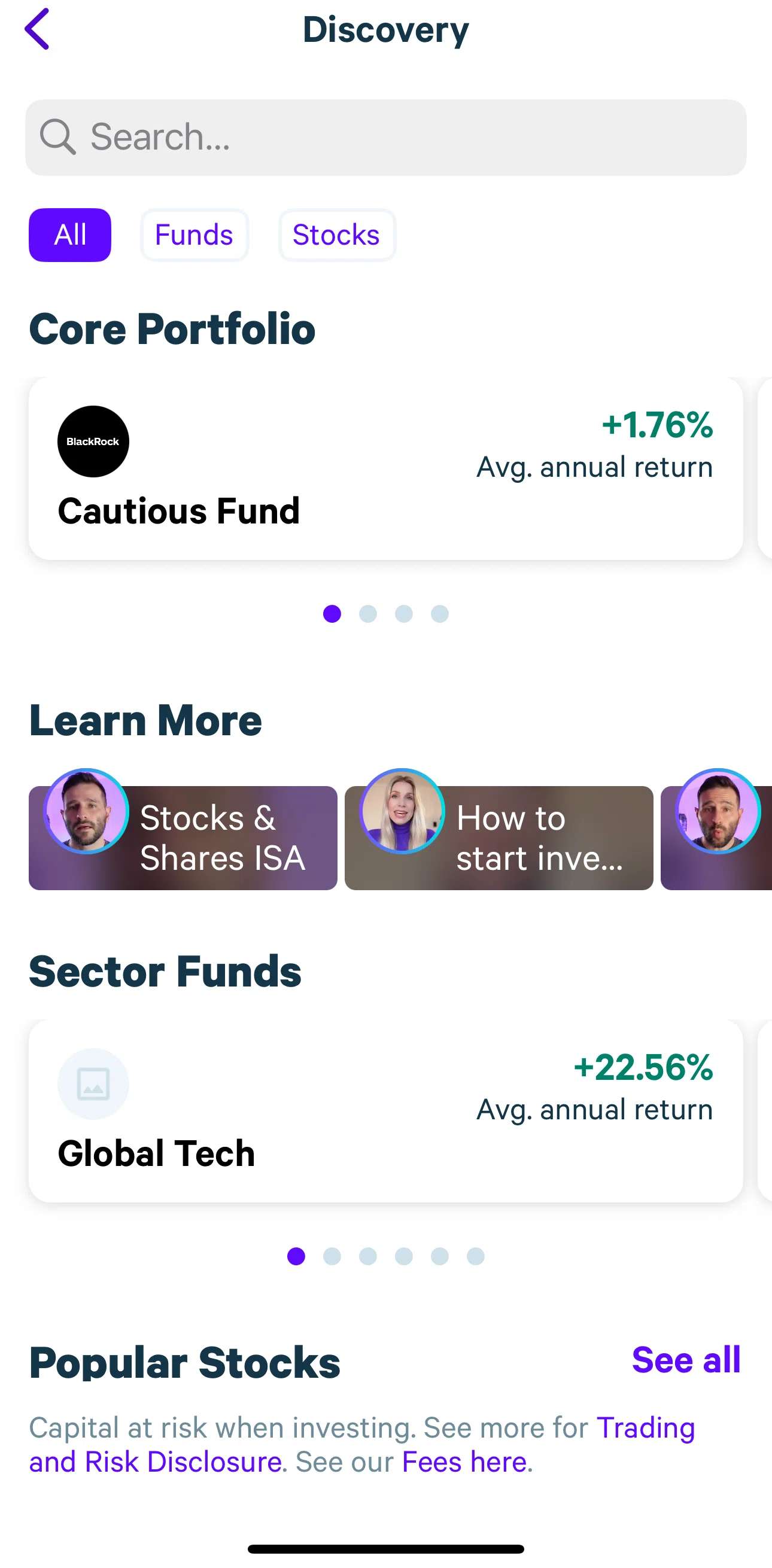 Plum Screen screen in the Browse funds flow